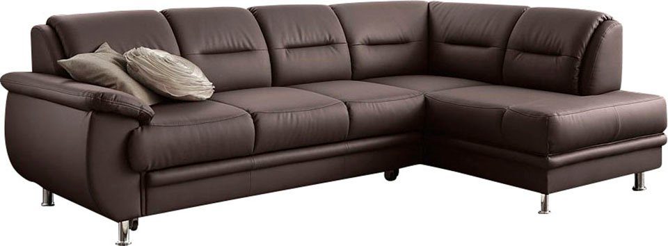sit&more Ecksofa Mailand L-Form, B: 250 cm, Leder, Komfortsitzhöhe 46 cm, optional Schlaffunktion, Liegefläche: 194x122cm, Komfortpolsterung