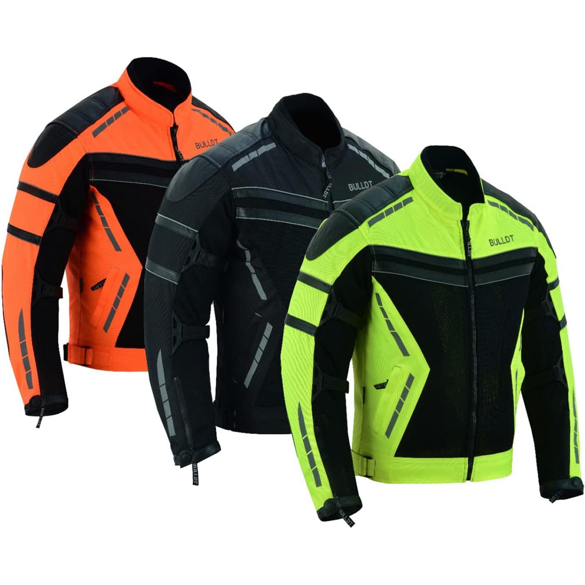 BULLDT Motorradjacke BLD323J (mit abnehmbare 4 Stück Protektoren) Sommer Jacke mit Mesh-Netz 360° Reflektoren & Zipper-Taschen