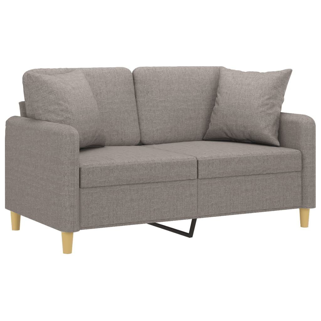 vidaXL Sofa 2-Sitzer-Sofa mit Zierkissen Taupe 120 cm Stoff