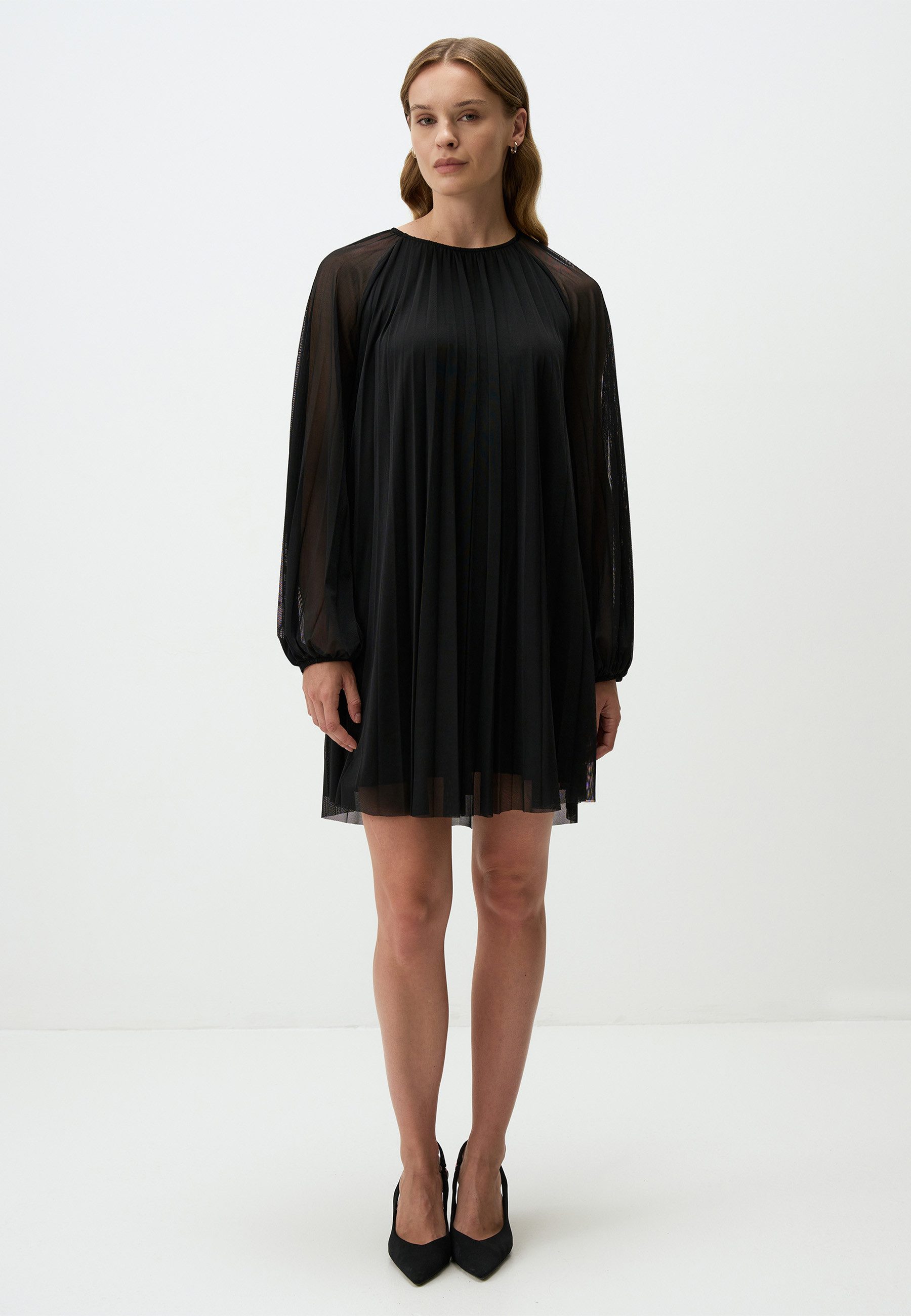 Jimmy Key Chiffonkleid Schwarz Falten Chiffon günstig online kaufen