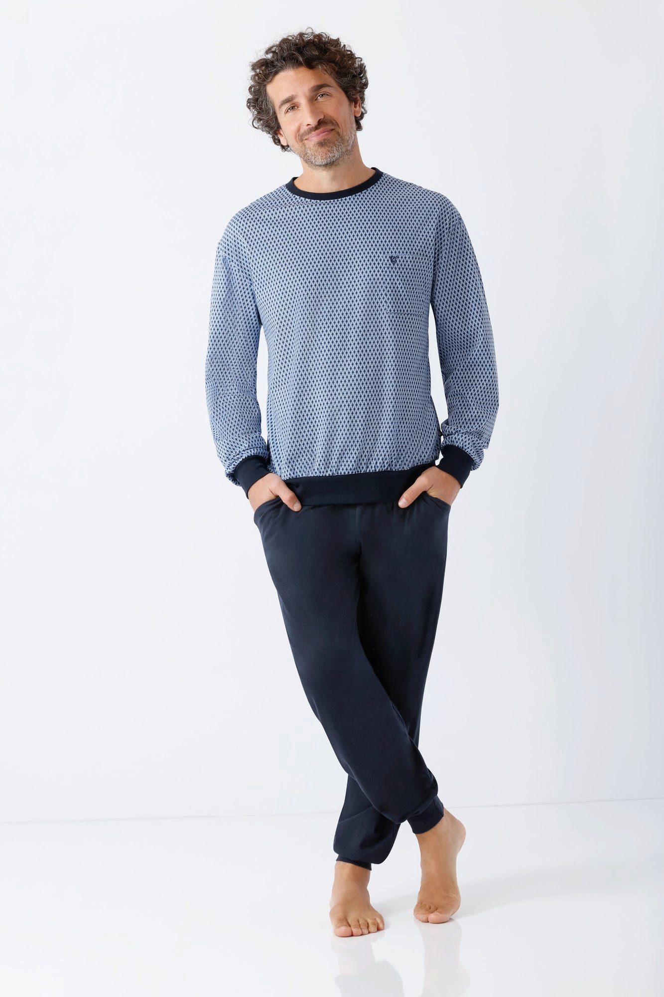 Hajo Schlafanzug NOS Herren Schlafanzug mit Bündchen Premium Cotton