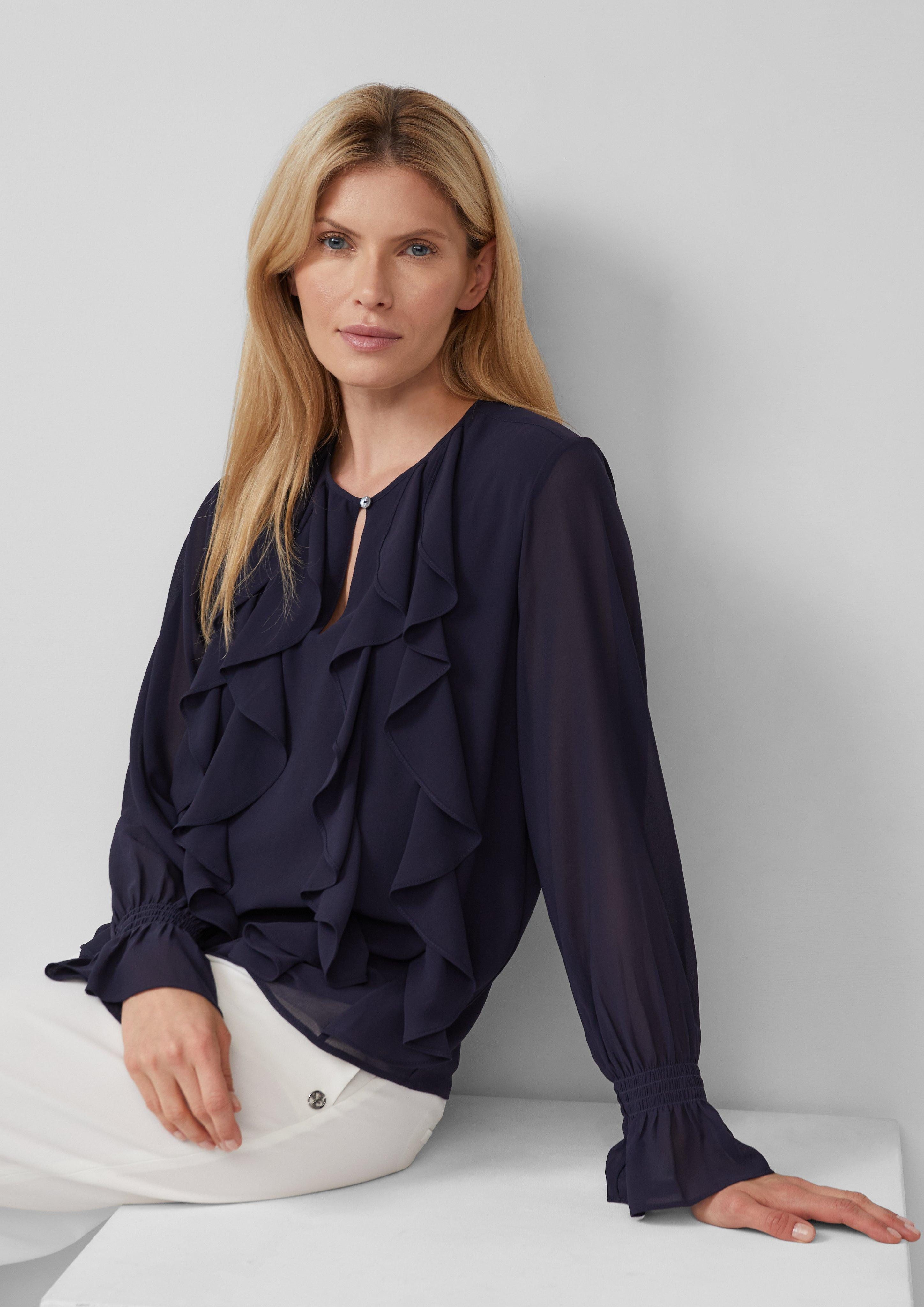 Langarmbluse Chiffonbluse mit Volants