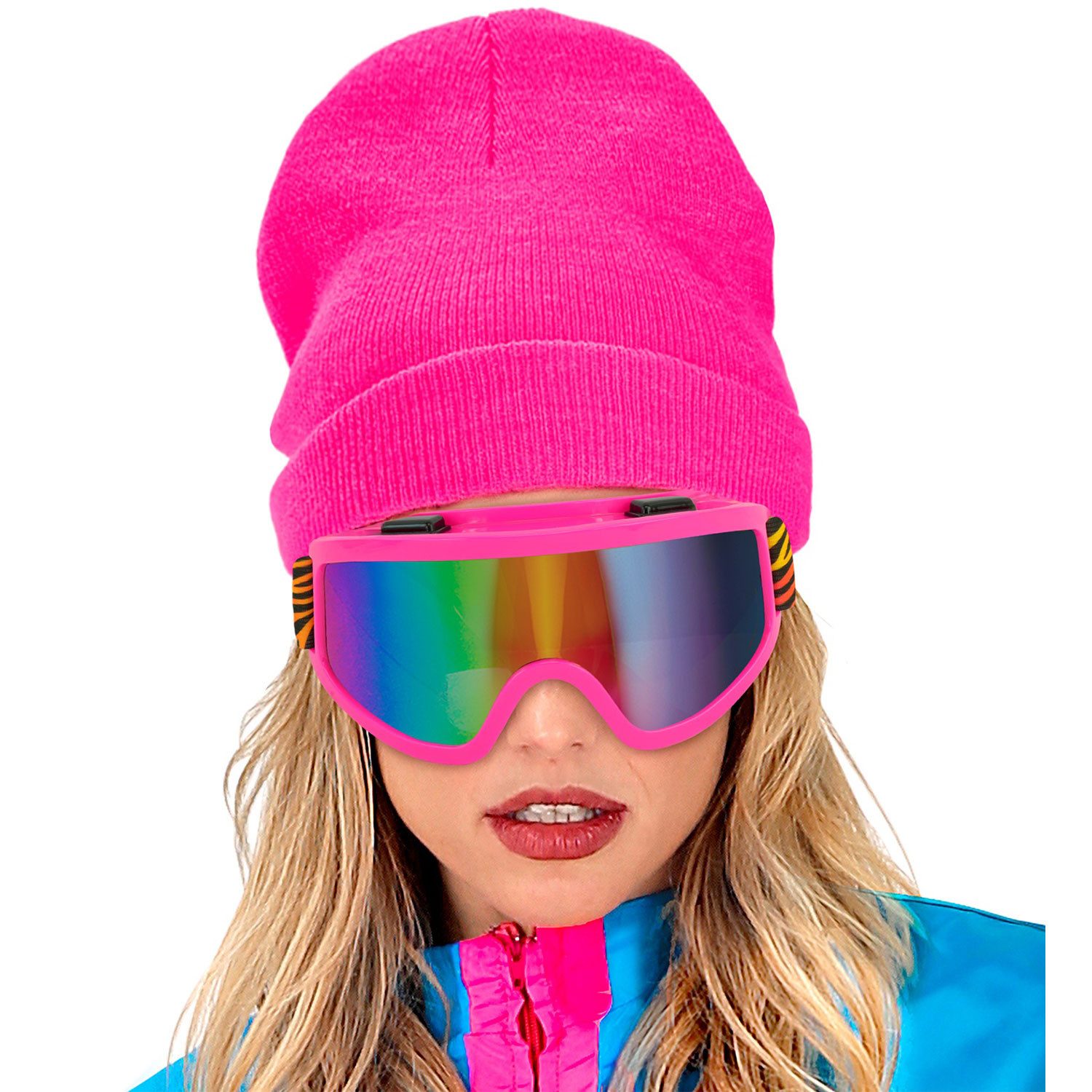 Widmann S.r.l. Verkleidungsmaske Party Skibrille zum 80er Jahre Kostüm, Pink Mehrf
