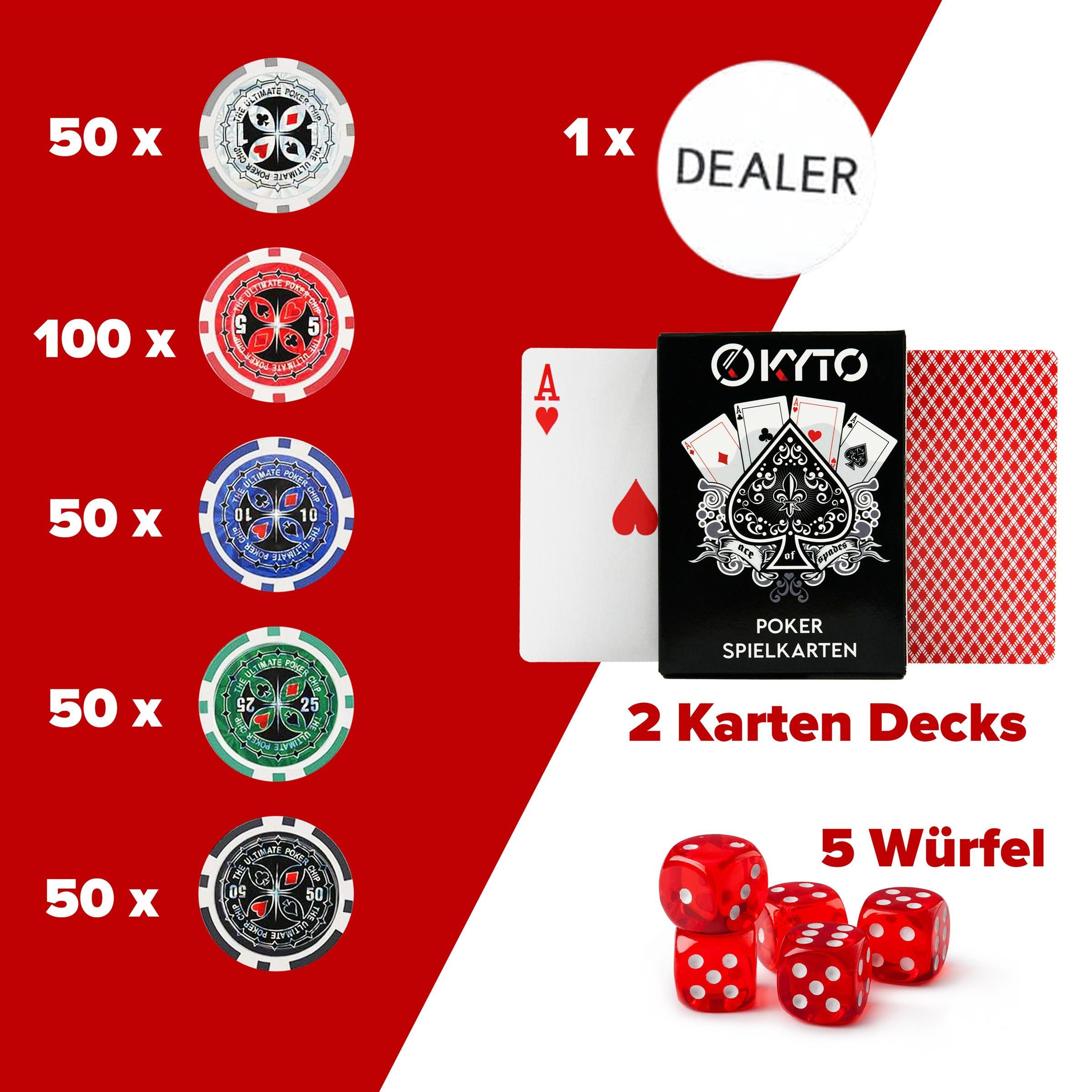 Kyto Spiel Kyto Pokerspiel 300-teilig schwarzer Koffer