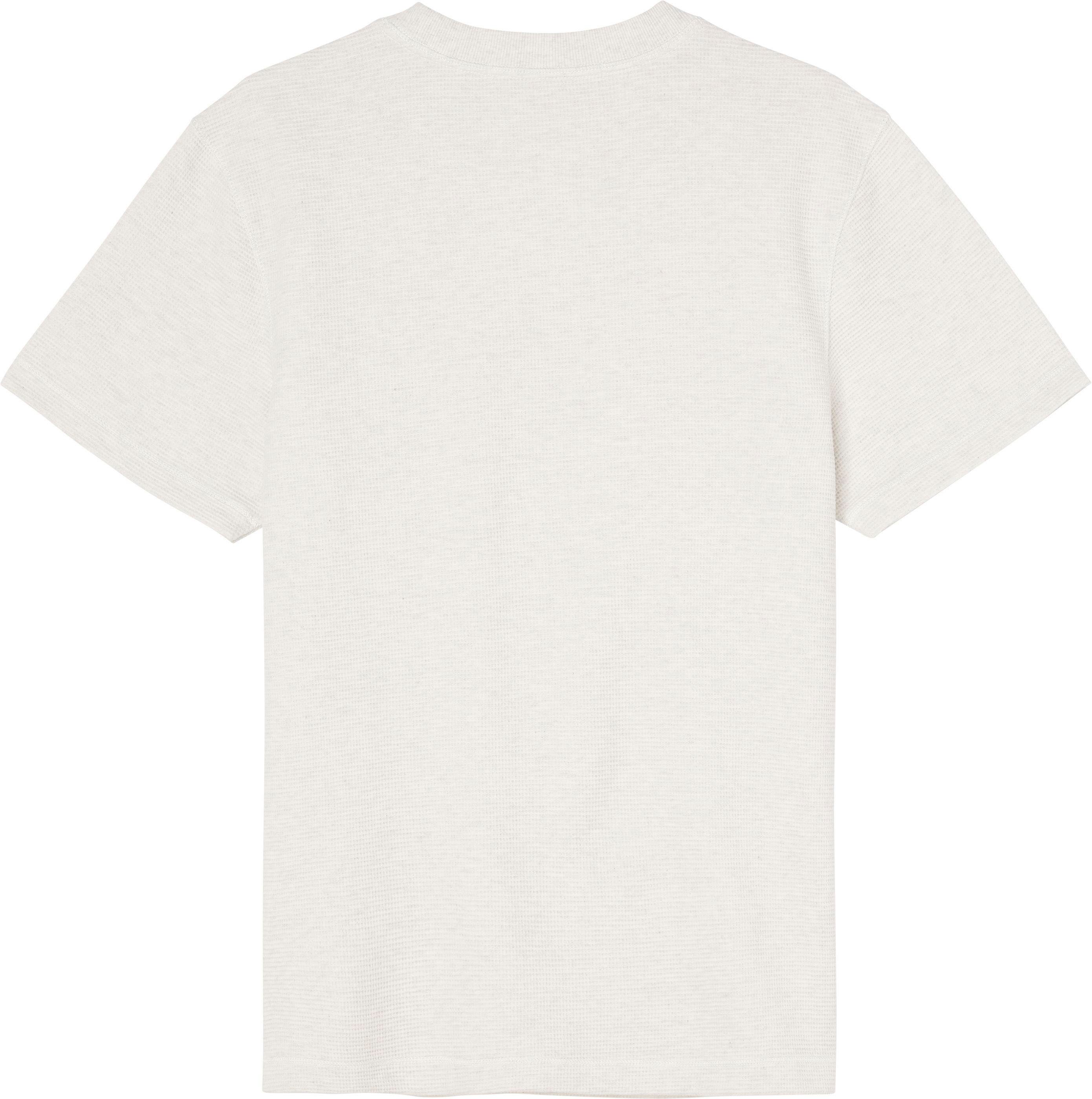 Calvin Klein Jeans White TEE WAFFLE Heather T-Shirt MONOLOGO Grey Waffelstrukturmuster mit ARCHIVAL