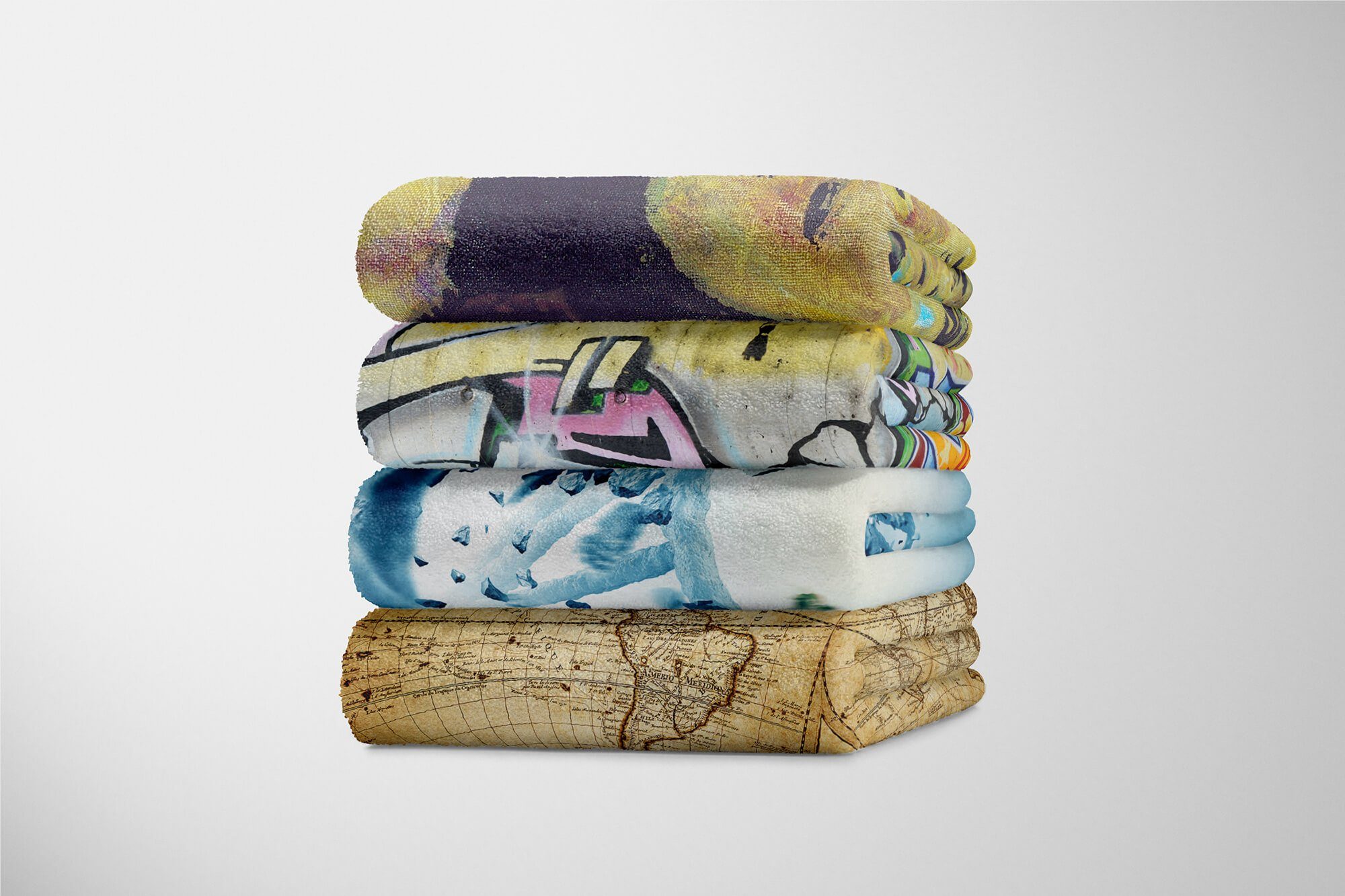 Sinus Art (1-St), Handtuch Saunatuch Blau, mit Kunst Baumwolle-Polyester-Mix Strandhandtuch DNA 3D Handtuch Handtücher Kuscheldecke Fotomotiv