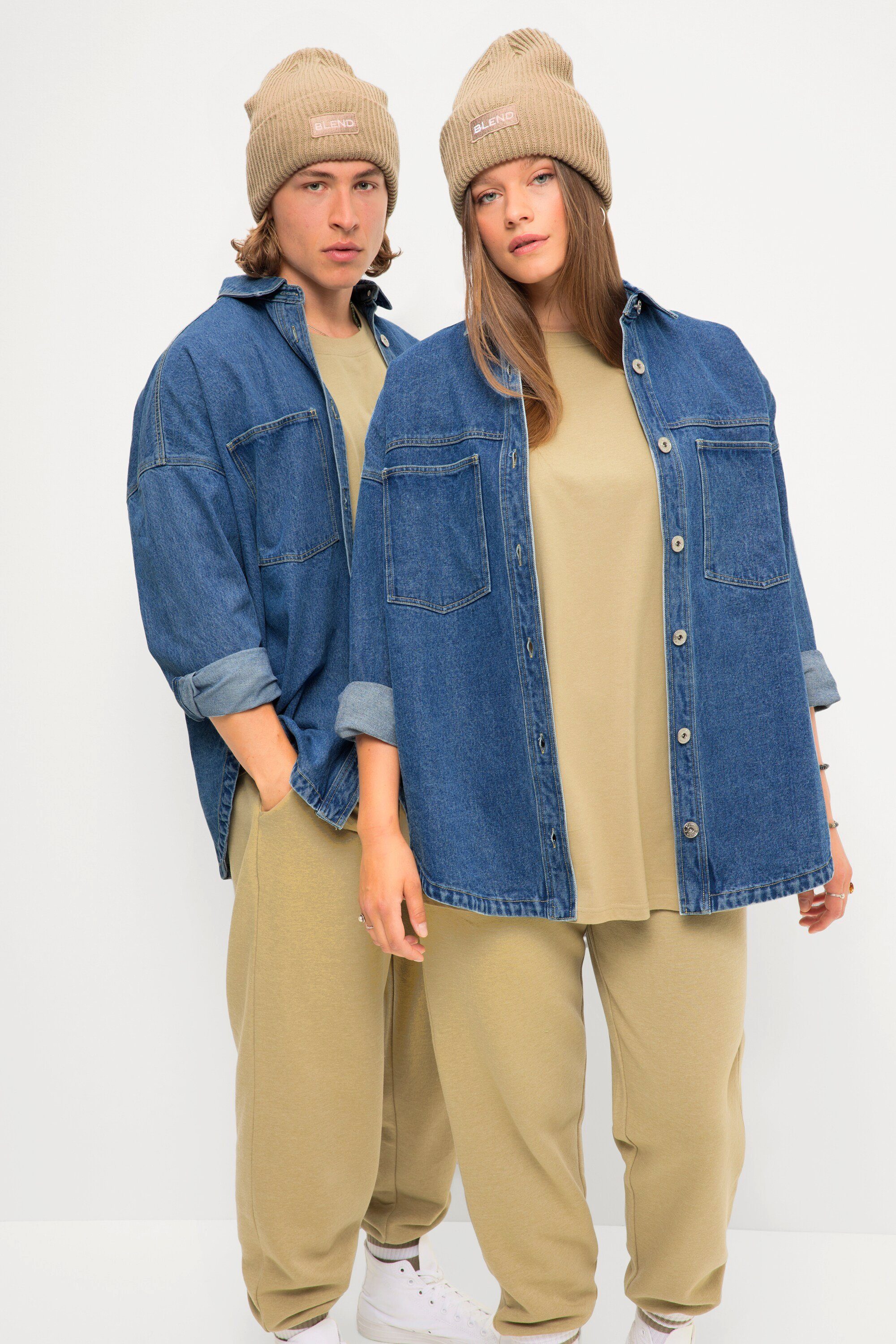 Studio Untold Hemdbluse Oversized-Jeanshemd Hemdkragen Langarm günstig online kaufen