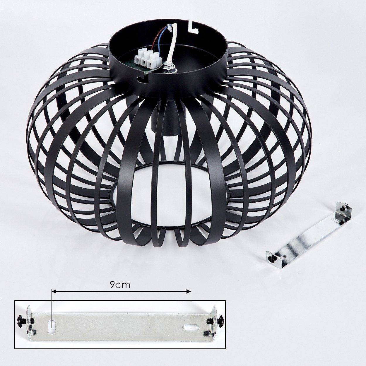 hofstein Deckenleuchte »Aidone« runde Deckenlampe aus Metall in Schwarz, ohne Leuchtmittel, E27, Leuchte mit Lichteffekt durch Gitter-Optik