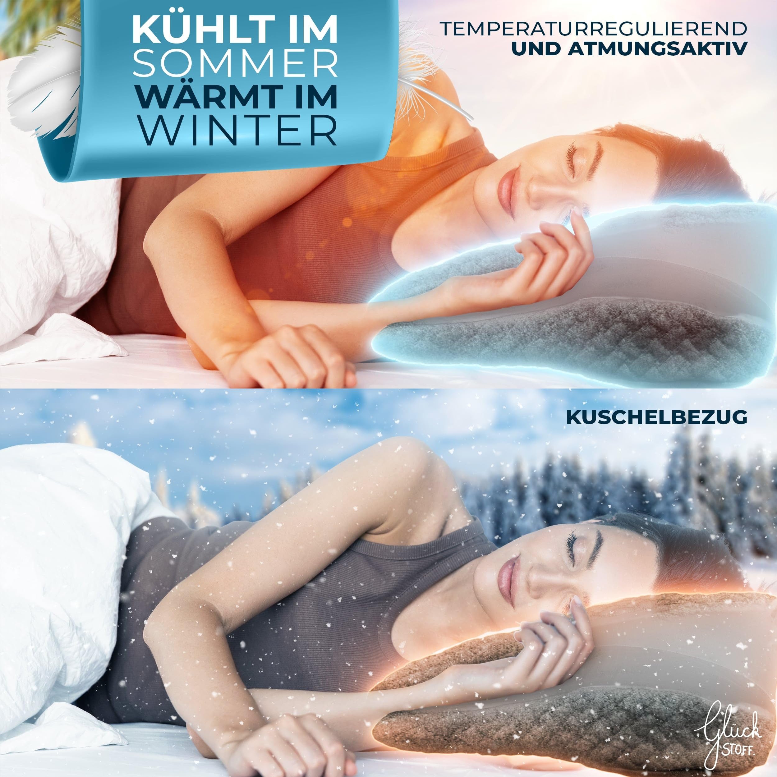 Glückstoff Nackenstützkissen aus Memory Foam, Orthopädisches Kissen für alle Schlaftypen, Füllung: Memory Foam, Kopfkissen Nackenschmerzen – Bild 4 von 5