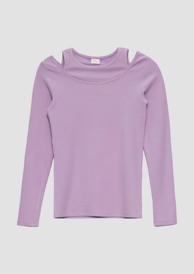 s.Oliver Langarmshirt T-Shirt Geripptes Longsleeve im 2in1-Look