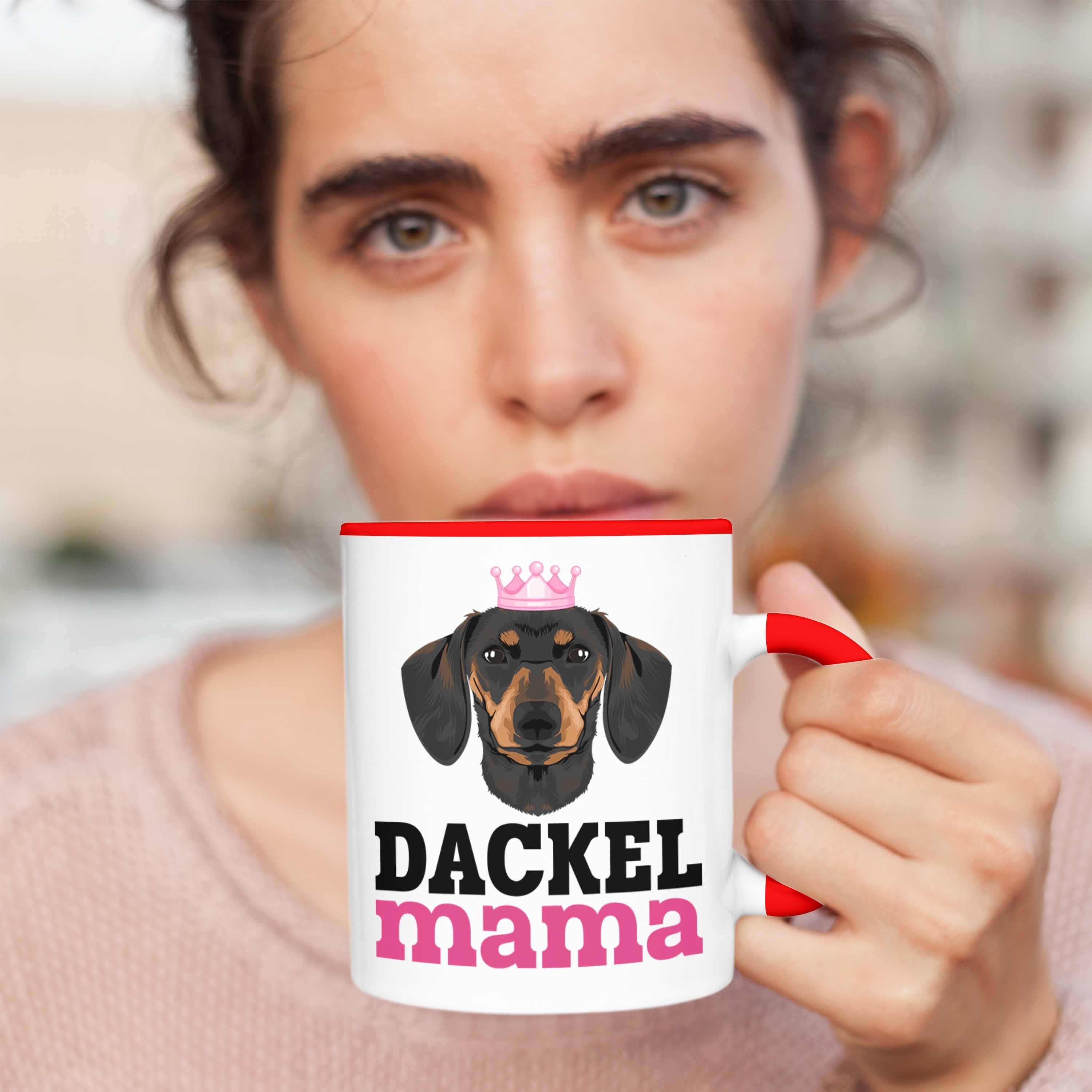 Trendation Tasse Dackel Tasse Lustig Dackel Geschenke Mama Dachshund Rauhaardackel Rot