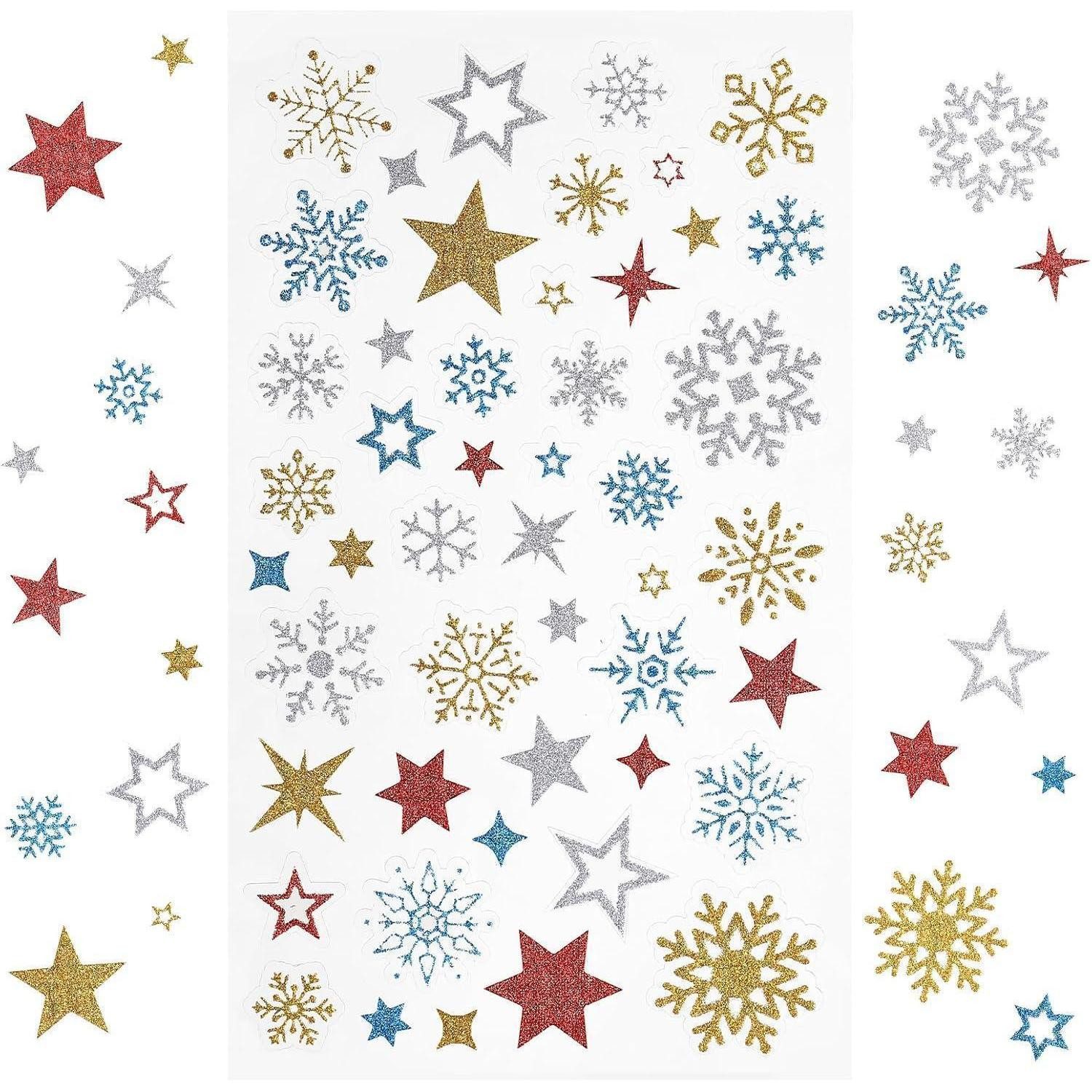 LuxusKollektion Aufkleber Aufkleber Schneeflocken Glitzer 240 Selbstklebend Deko Set 2