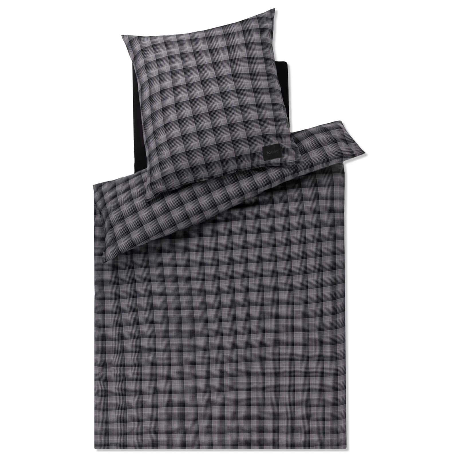 JOOP! Bettwäsche Soft Checks 45000 09 Anthracite Flanell, Flanell, 2 teilig, Linien, Kariert