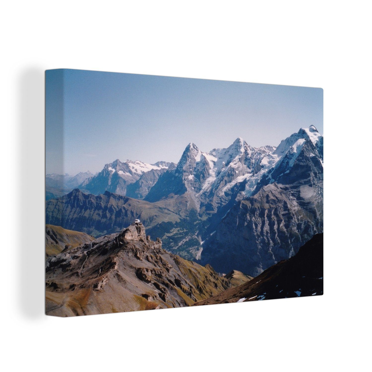 OneMillionCanvasses® Leinwandbild Blick auf die Berner Alpen vom Gipfel des Schilthorns in der Schweiz, (1 St), Wandbild Leinwandbilder, Aufhängefertig, Wanddeko, 30x20 cm