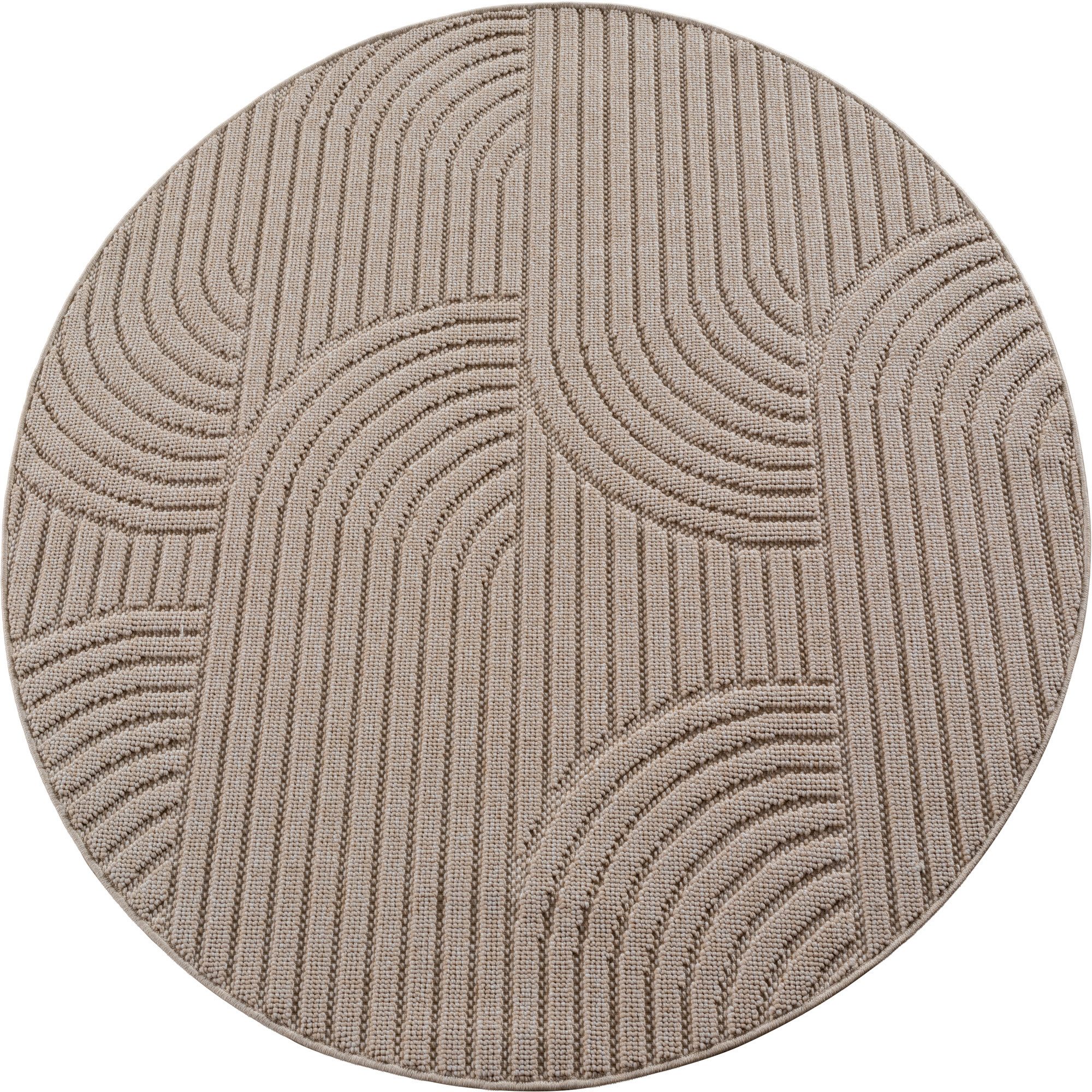 Carpettex Designteppich Einfarbig Boucle Loop, Rund, Höhe: 7 mm, Teppich Wohnzimmer, Schlafzimmer, Gästezimmer
