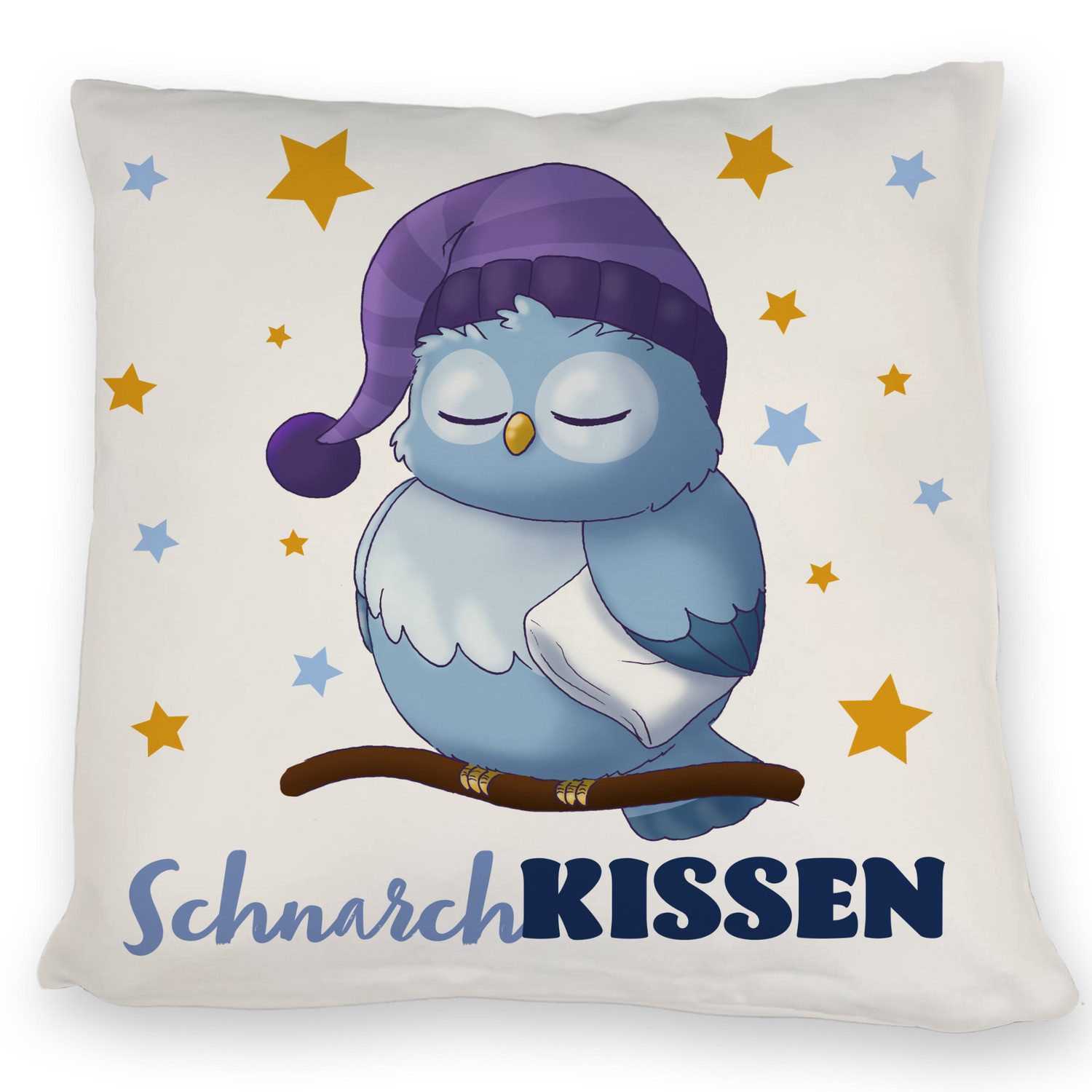 speecheese Dekokissen Schlafende Eule Kissen mit Spruch SchnarchKissen