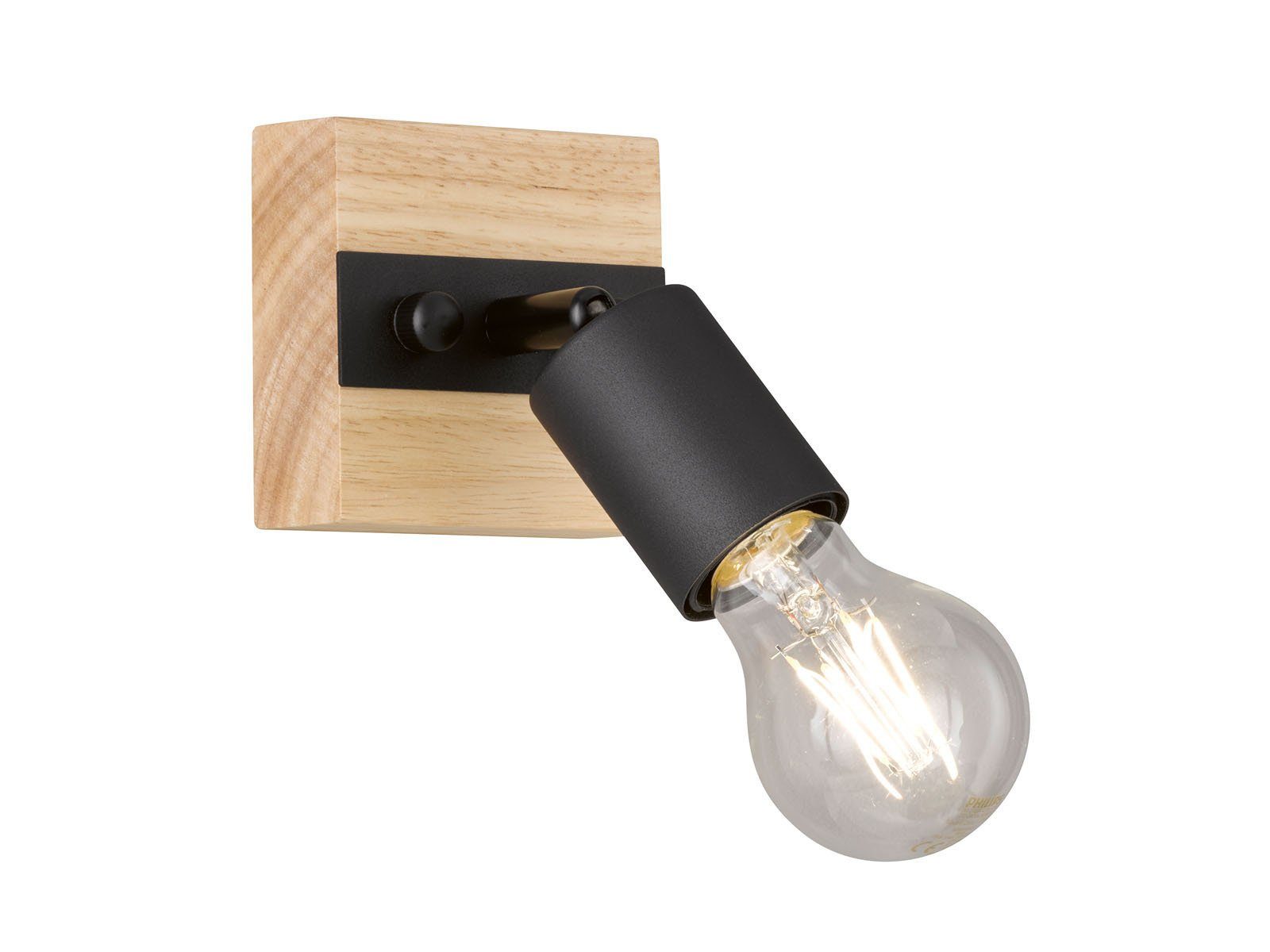 FHL easy! LED Wandstrahler, Dimmfunktion, LED wechselbar, Warmweiß,  Strahler innen, Holz-lampe einflammig für Treppenhaus & Jugendzimmer