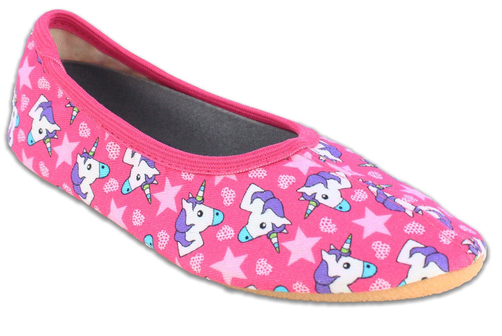 Beck Schläppchen Pink Horse Gymnastikschuh (MADE IN GERMANY) rutschfeste Laufsohle