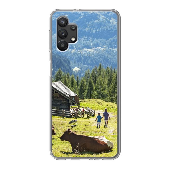MuchoWow Handyhülle Bauernhaus in den Bergen von Österreich Handyhülle Samsung Galaxy A32 5G Smartphone-Bumper Print Handy ZV11096