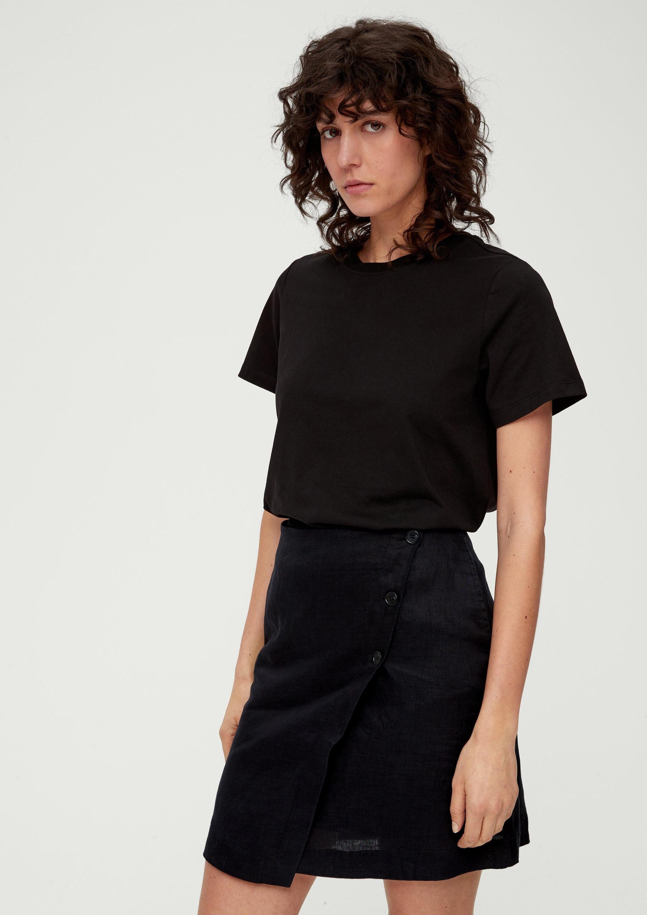 s.Oliver Minirock Rock Leinenrock mit asymmetrischer Knopfleiste im Slim Fit