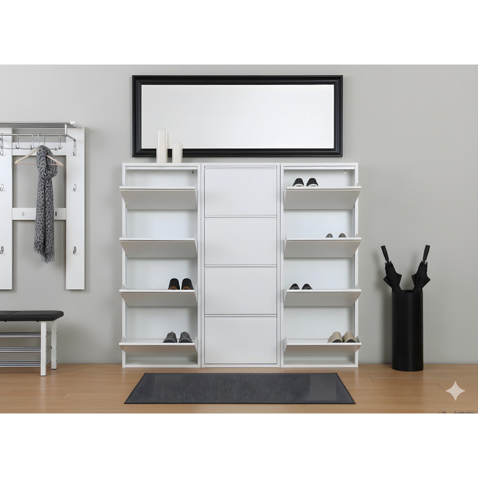 ebuy24 Schuhschrank Pisa Schuhschrank mit 12 Klappen/ Türen in Metall