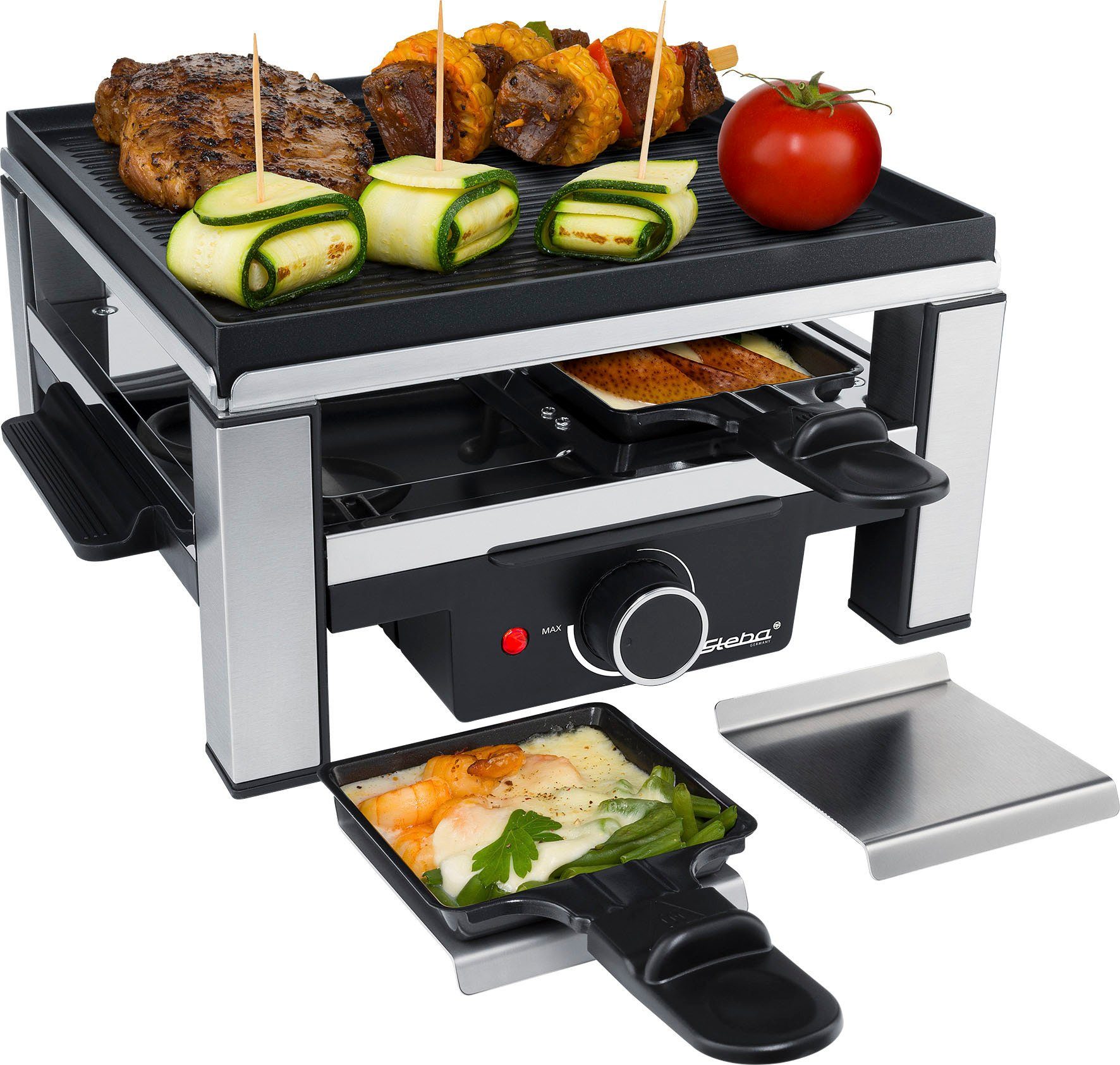 Steba Raclette RC 104, 4 Raclettepfännchen, 900 W