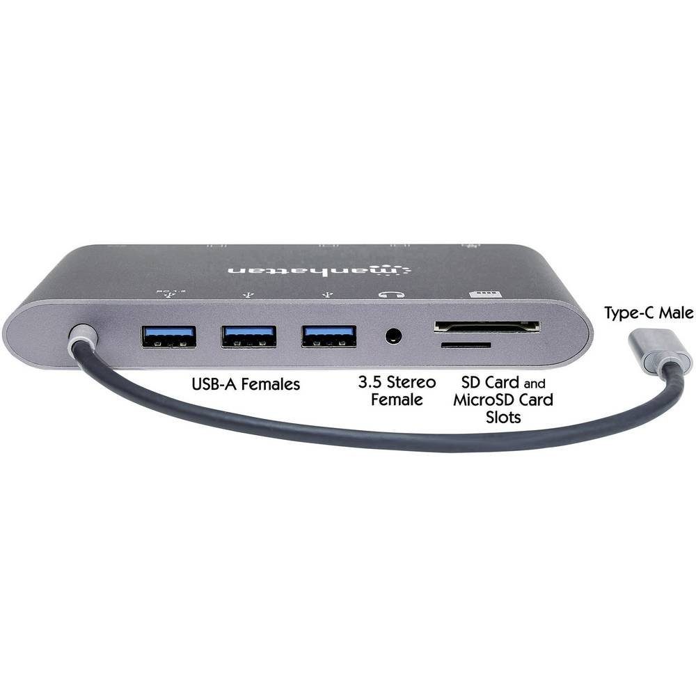 MANHATTAN Laptop-Dockingstation SuperSpeed USB-C 7-in-1-Dockingstation, inkl. Ladefunktion