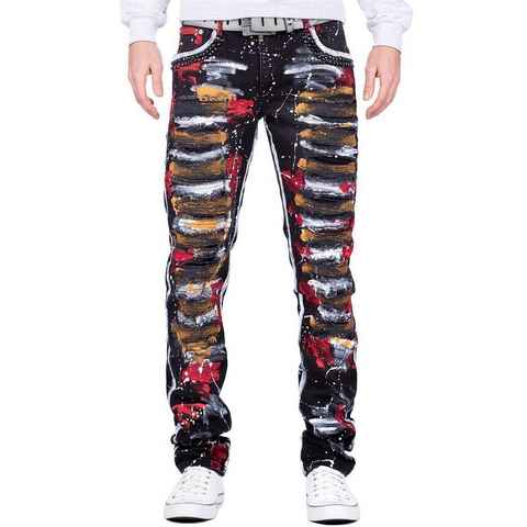 Cipo & Baxx Slim-fit-Jeans Hose BA-CD715 bunt mit destroyed Effekten und Farbakzenten