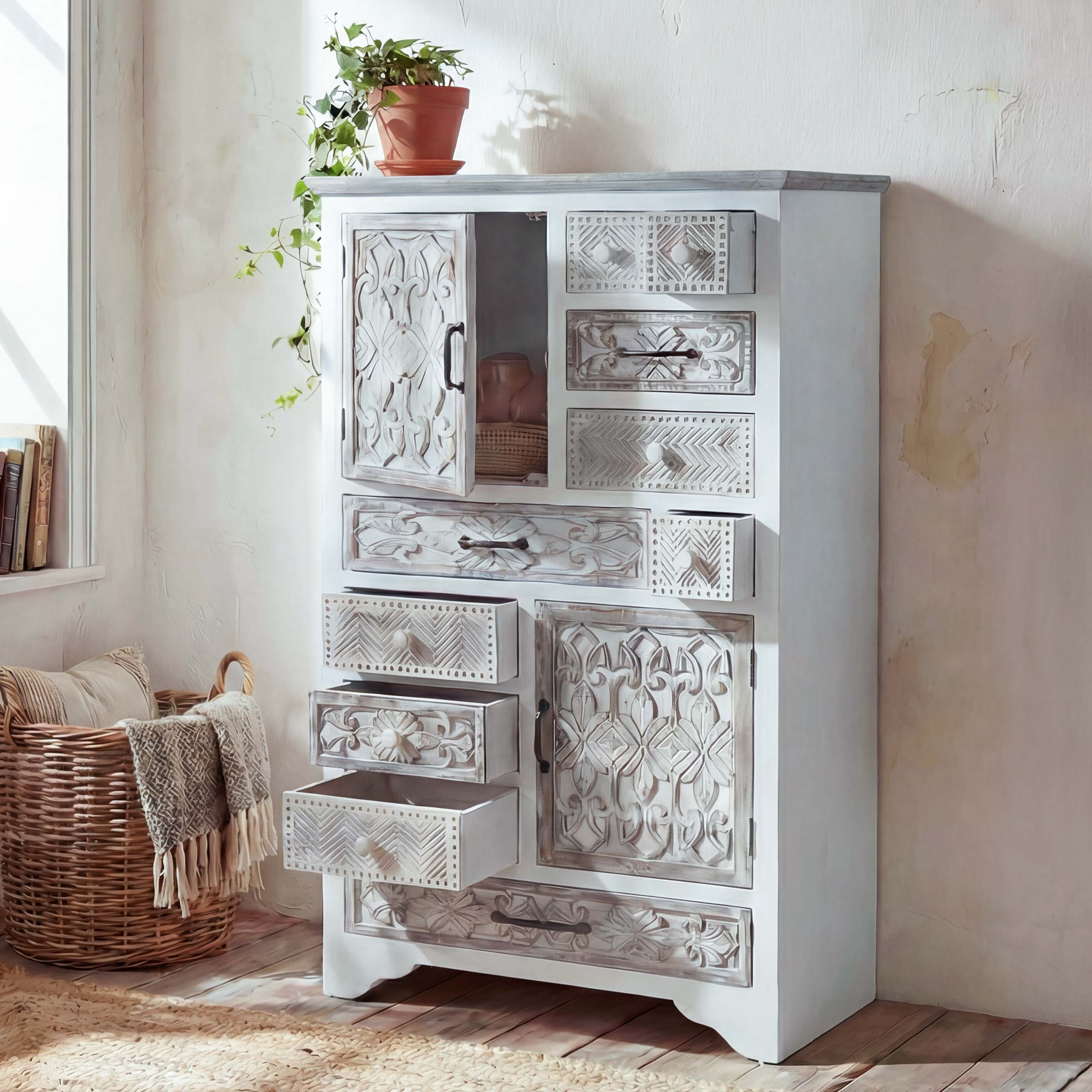 MCW Hochkommode MCW-J48-A (1 St), 10 Schubladen 2 Schranktüren