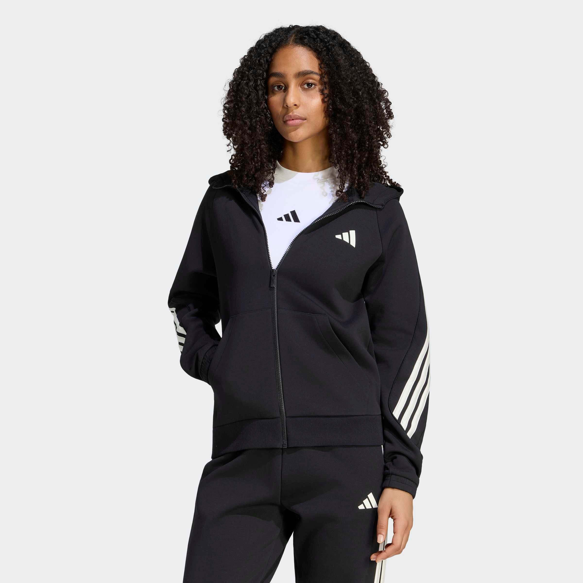 adidas Sportswear Kapuzensweatjacke STADIUM 3-STREIFEN, DURCHGEHENDER REISSVERSCHLUSS mit Kapuze, in normaler Länge