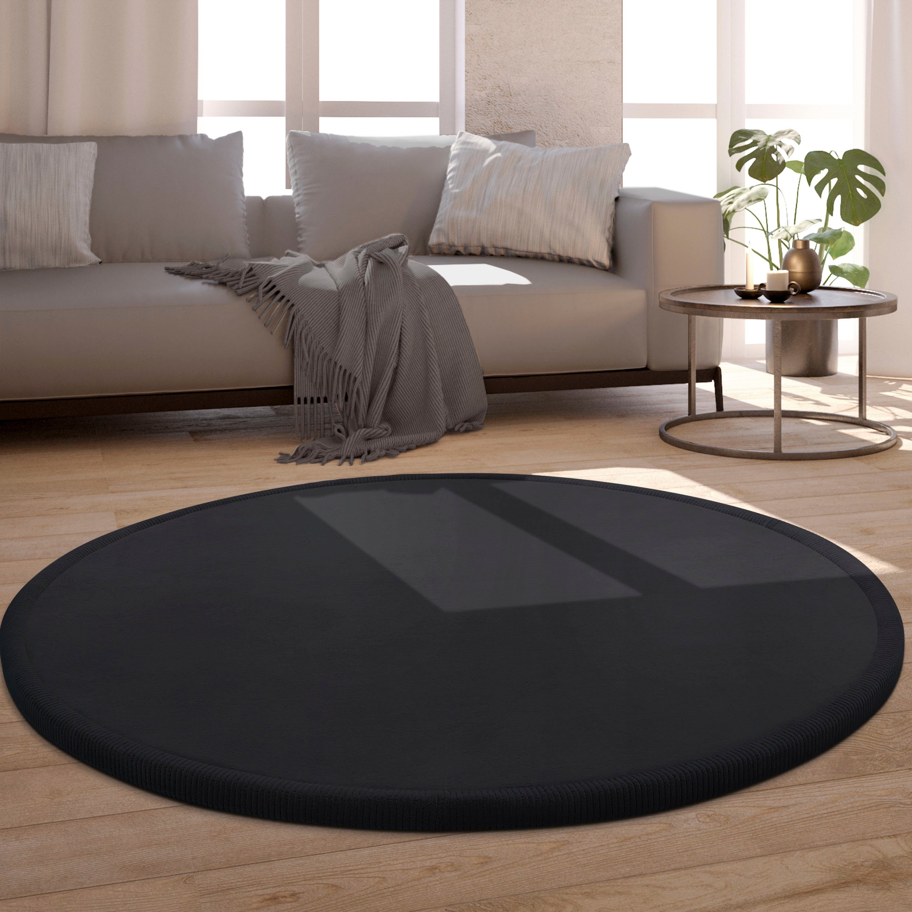Paco Home Teppich Tatami 475, rund, Höhe: 24 mm, Kurzflor, Uni-Farben, mit Memory Foam, waschbar