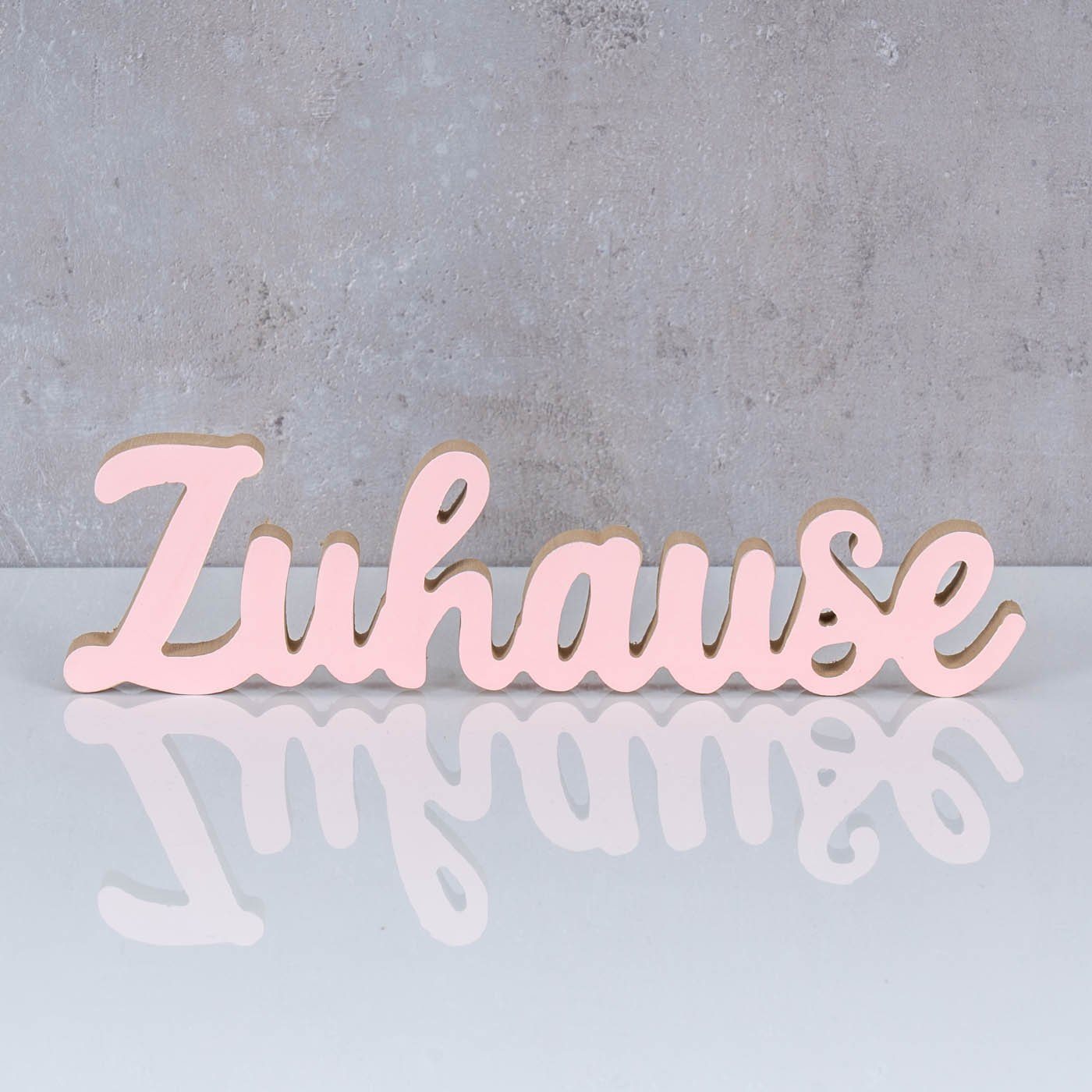 Levandeo® Deko-Schriftzug, Schriftzug Zuhause L30cm Pastell Rosa Holz Tischdeko Deko Aufsteller