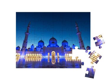 puzzleYOU Puzzle Scheich-Zayed-Moschee in Abu Dhabi bei Nacht, 48 Puzzleteile, puzzleYOU-Kollektionen Arabien