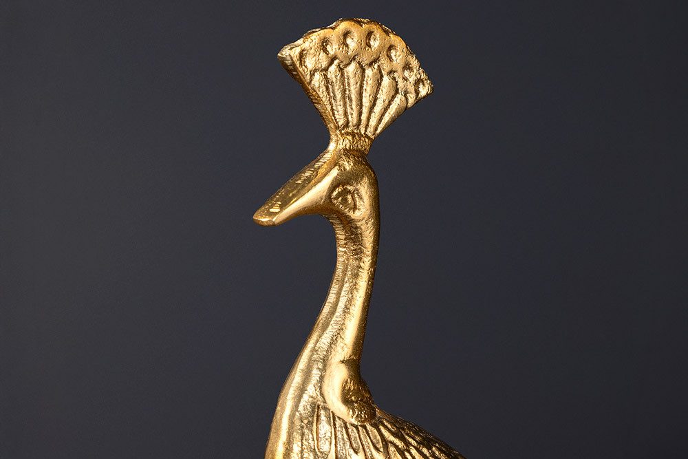 riess-ambiente Dekoschale WILDLIFE PEACOCK 40cm gold · handmade Dekotablett im Pfauen-Look (Einzelartikel, 1 St), Wohnzimmer · Dekoration · Metall-Skulptur · für Schmuck · Schlafzimmer