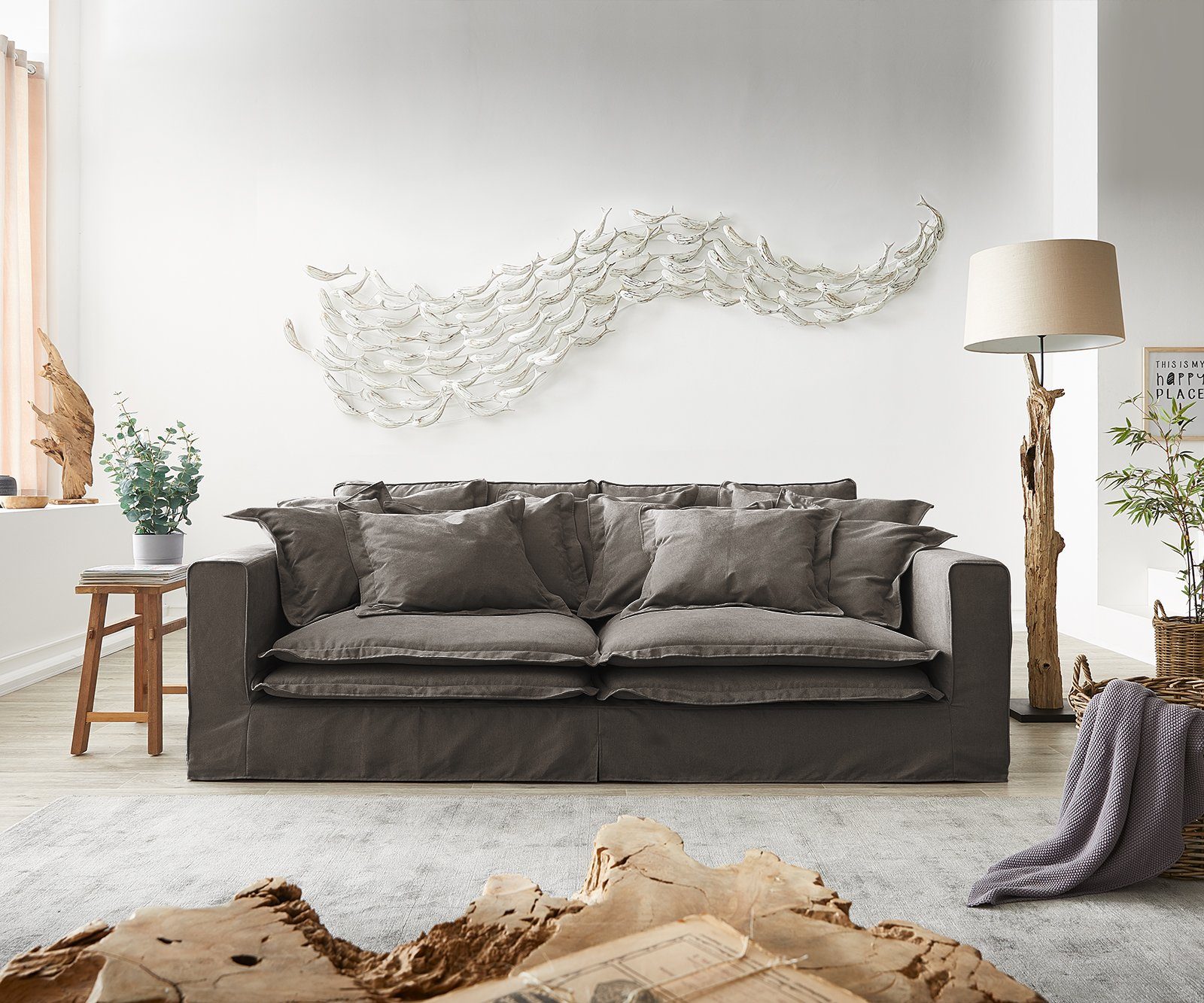 DELIFE Big-Sofa »Noelia«, Taupe 240x140 cm mit Kissen Hussensofa online  kaufen | OTTO