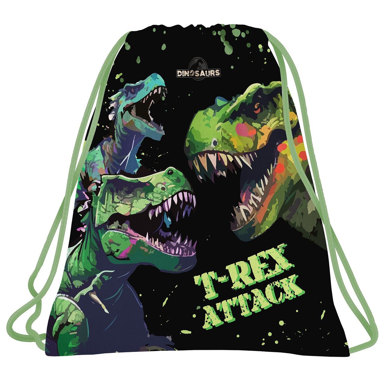 DERFORM Turnbeutel Dinosaurier Kinder Dino Sportbeutel Sport Schuhbeutel Tasche T - Rex
