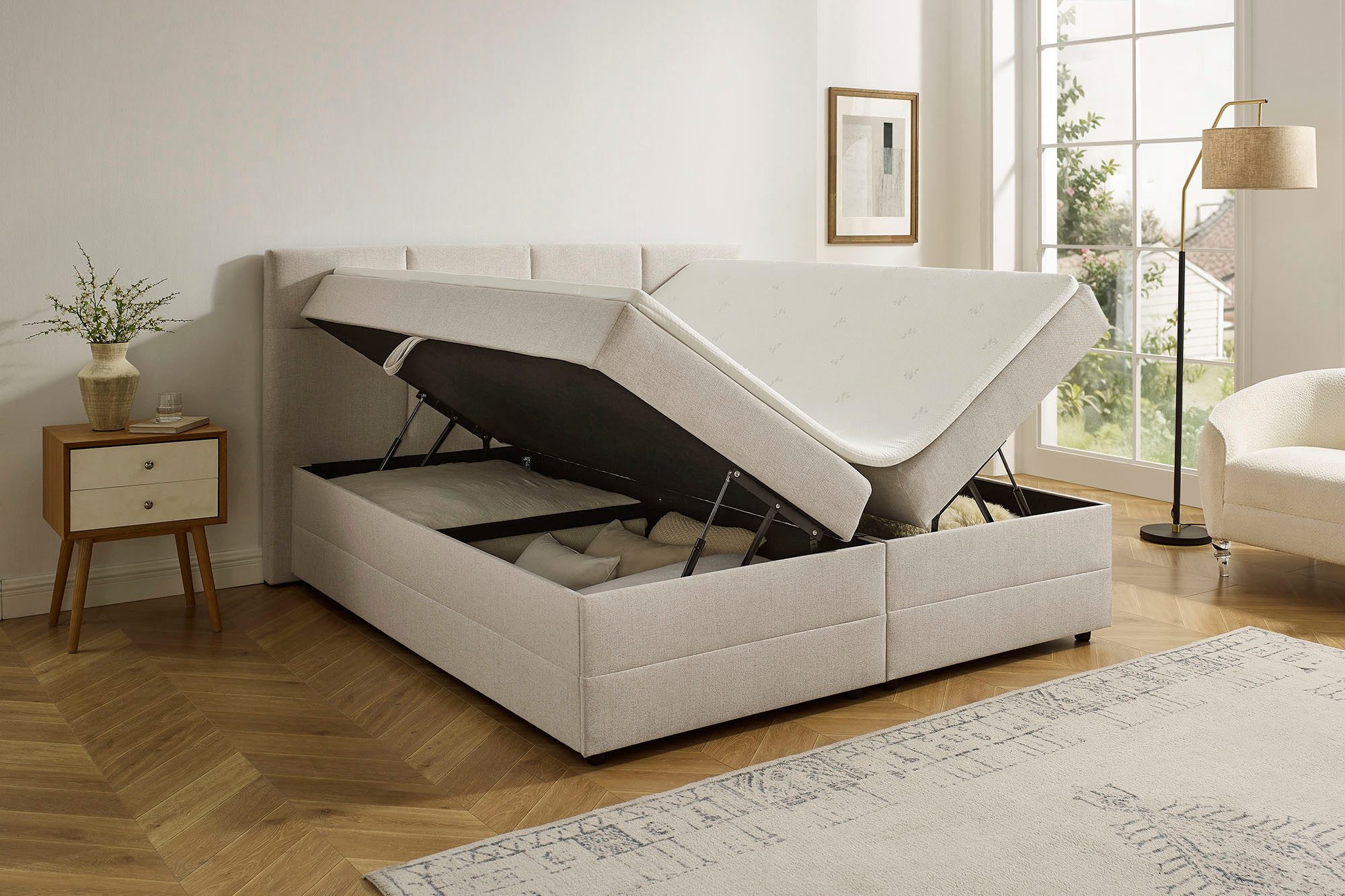 OTTO home Boxbett Fillmore inkl. Bettkasten, Liegefläche 140 und 180x200 cm, inkl. Topper, erhältlich in verschiedenen Farben