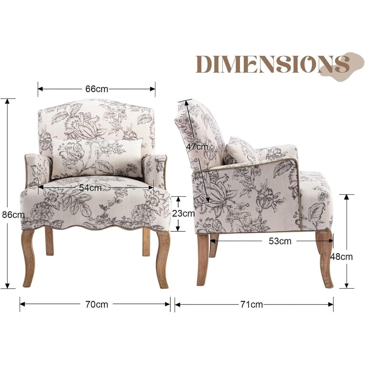 LuxusKollektion Ohrensessel Sessel Ohrensessel Einzelsessel Leinen Holzbeine Armlehne Beige