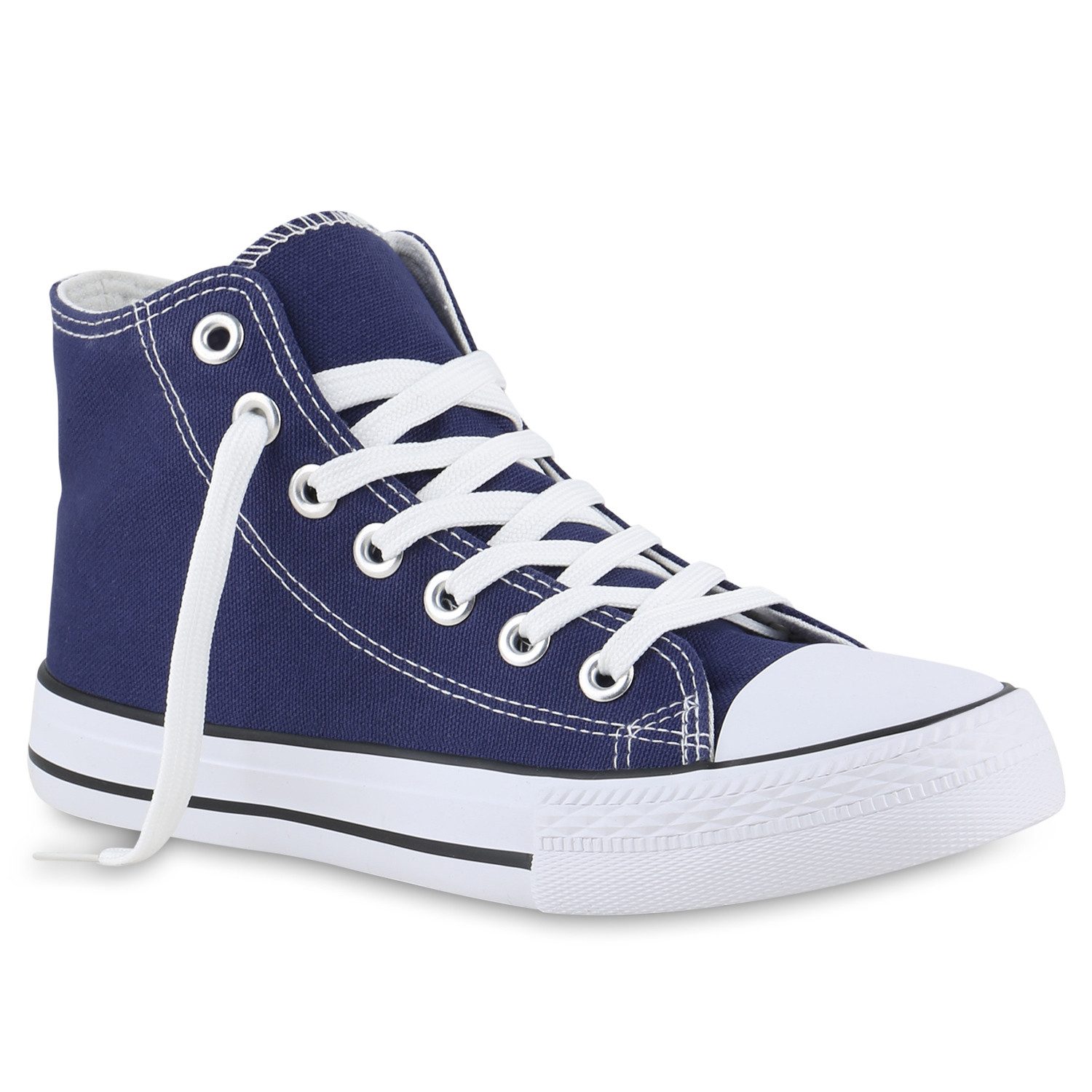 VAN HILL 841313 Sneaker Damen Sneaker High Schnürer Bequeme Basic Freizeit Stoff