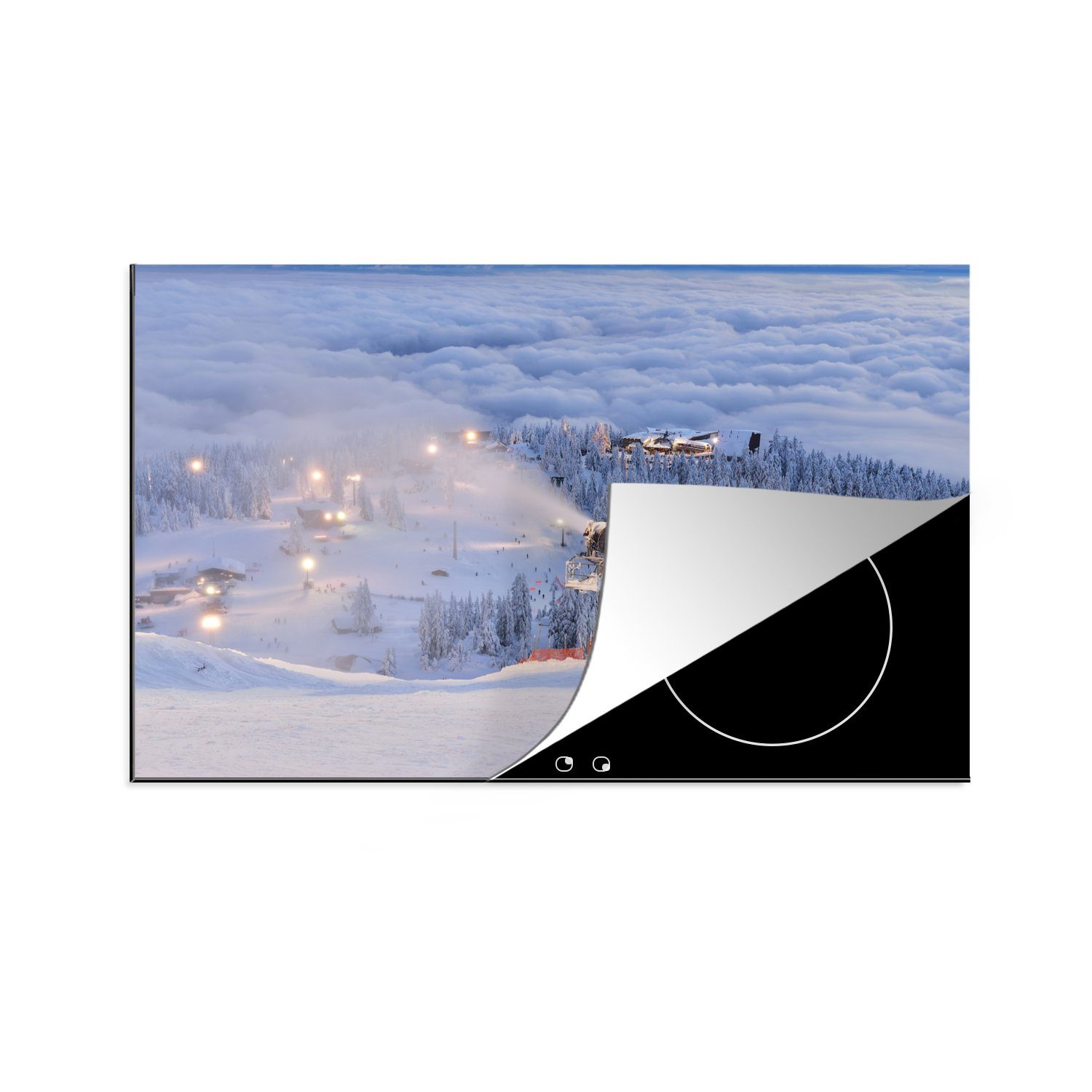 MuchoWow Induktionskochfeld cm, 81x52 Schutz Mountain Grouse (1 tlg), Skigebiet küche, Herdblende-/Abdeckplatte Vinyl, für in Ceranfeldabdeckung Kanada, die am