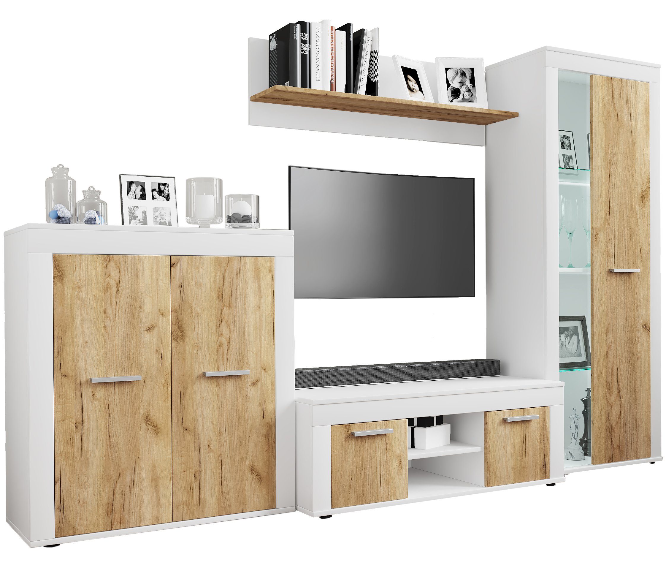 VCM TV-Board TV Möbel Wohnzimmer Usilo H. 159 x B. 242 x T. 37