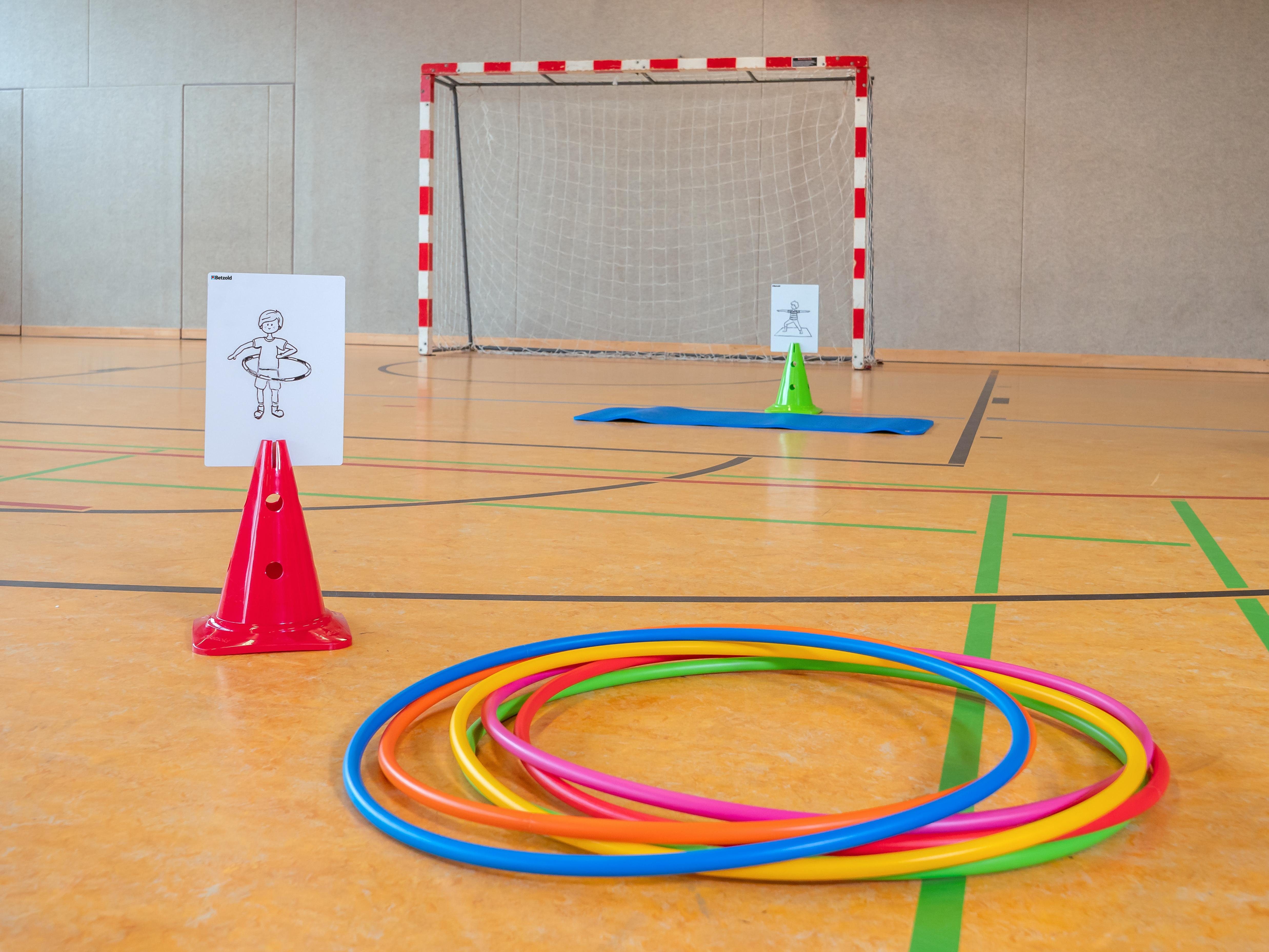 Betzold Hula-Hoop-Reifen Gymnastik-Reifen Regenbogen-Set, 6 Stück – Fitness und Spiel
