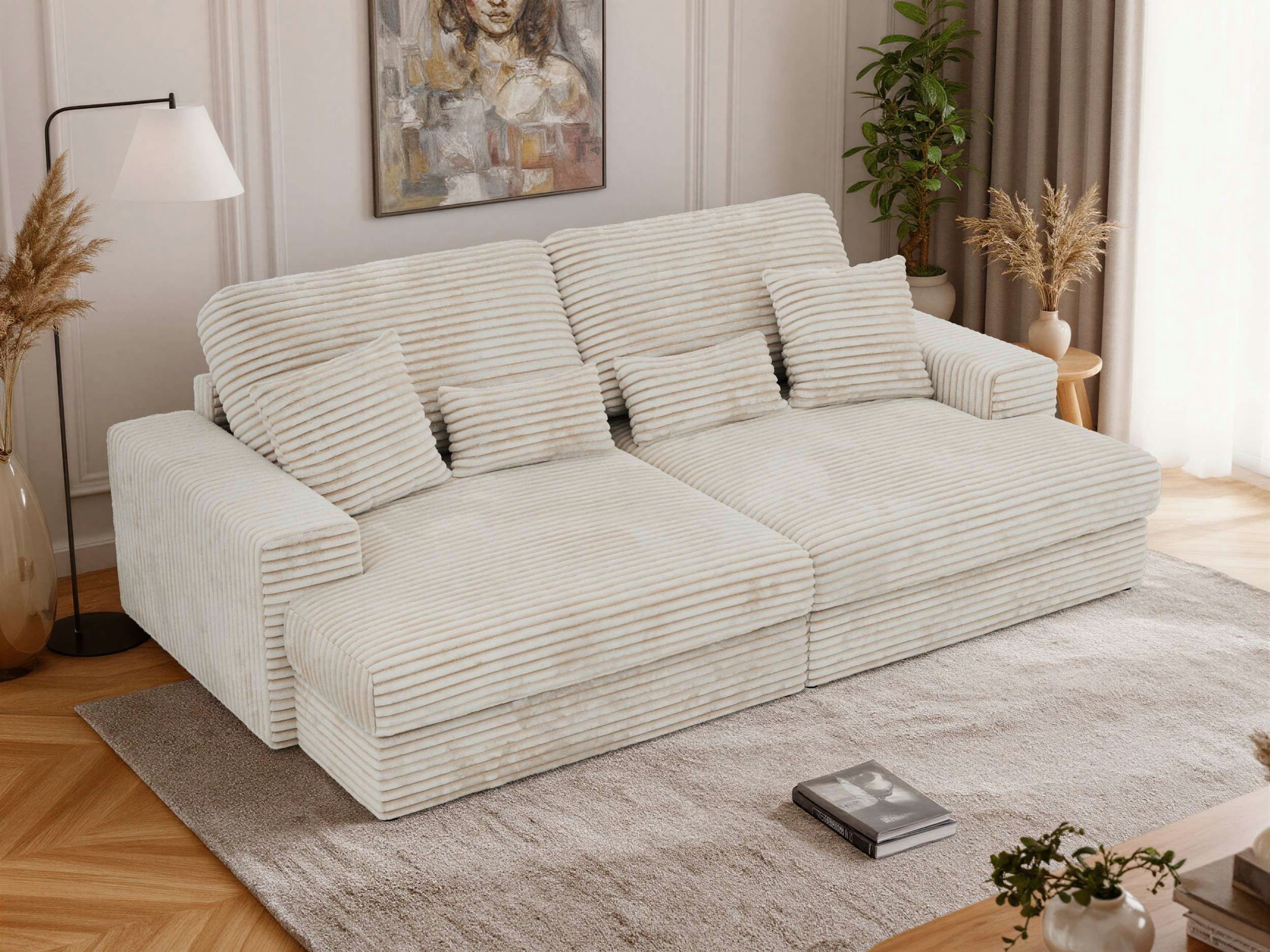 MKS MÖBEL Big-Sofa ANERO, 4-Sitzer sofa, mit großer Sitztiefe und elastischen Polstergurten