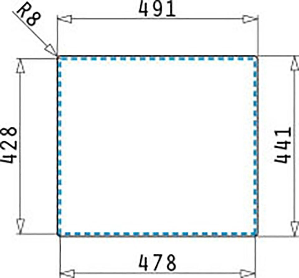 Pyramis Edelstahlspüle, rechteckig, 49/44 cm