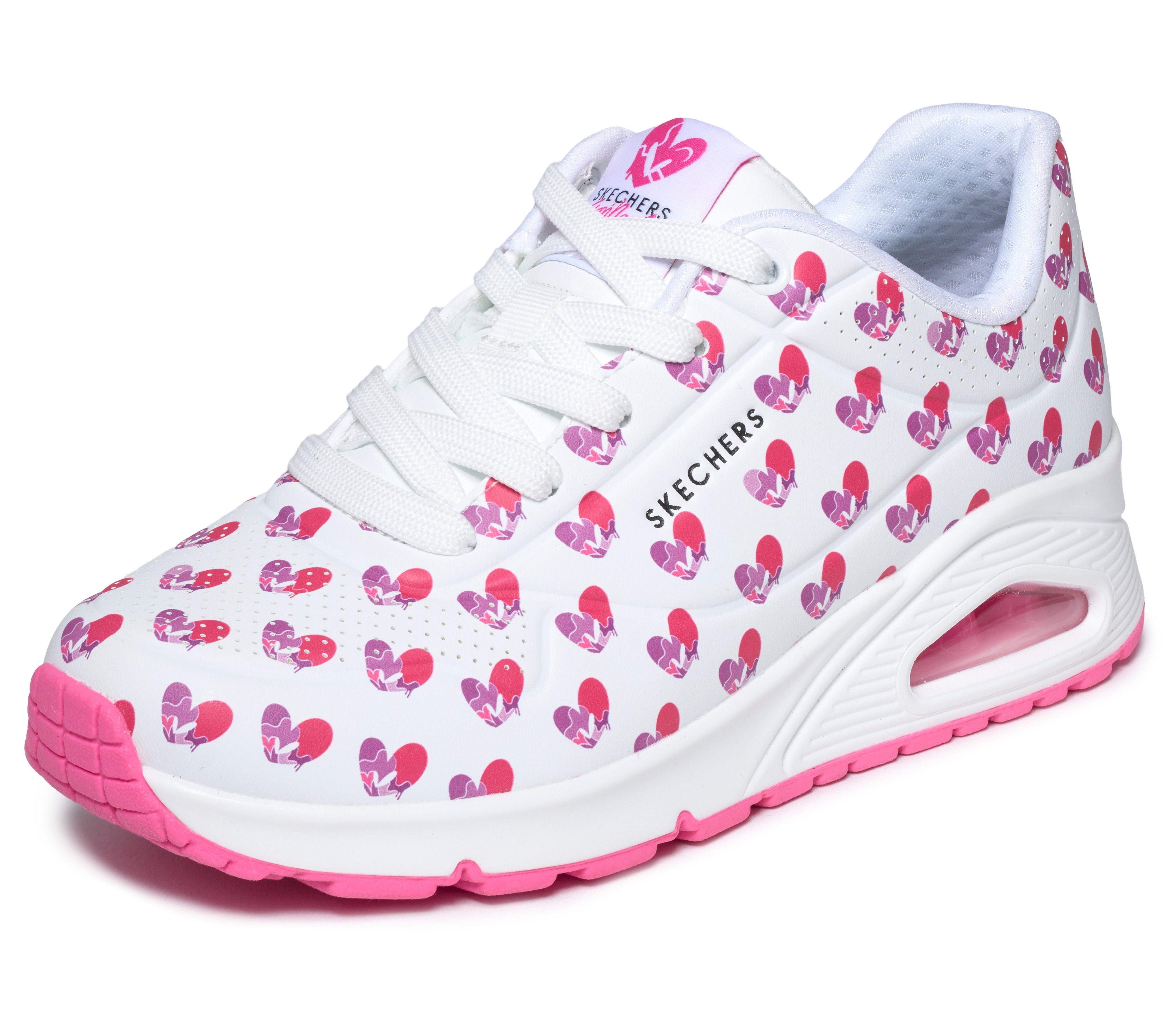 Skechers UNO-LIVE COLORFULLY Sneaker Freizeitsneaker, Schnürschuh mit allover Herzen-Print