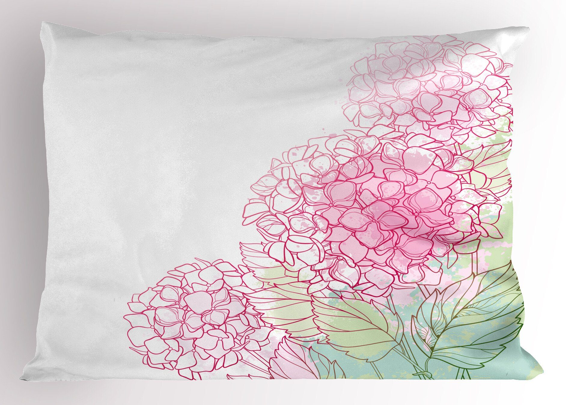 Hortensie Stück), Abakuhaus Kunst Queen Dekorativer Grunge Kissenbezüge Gedruckter Blumen Farbe (1 Size Kopfkissenbezug,