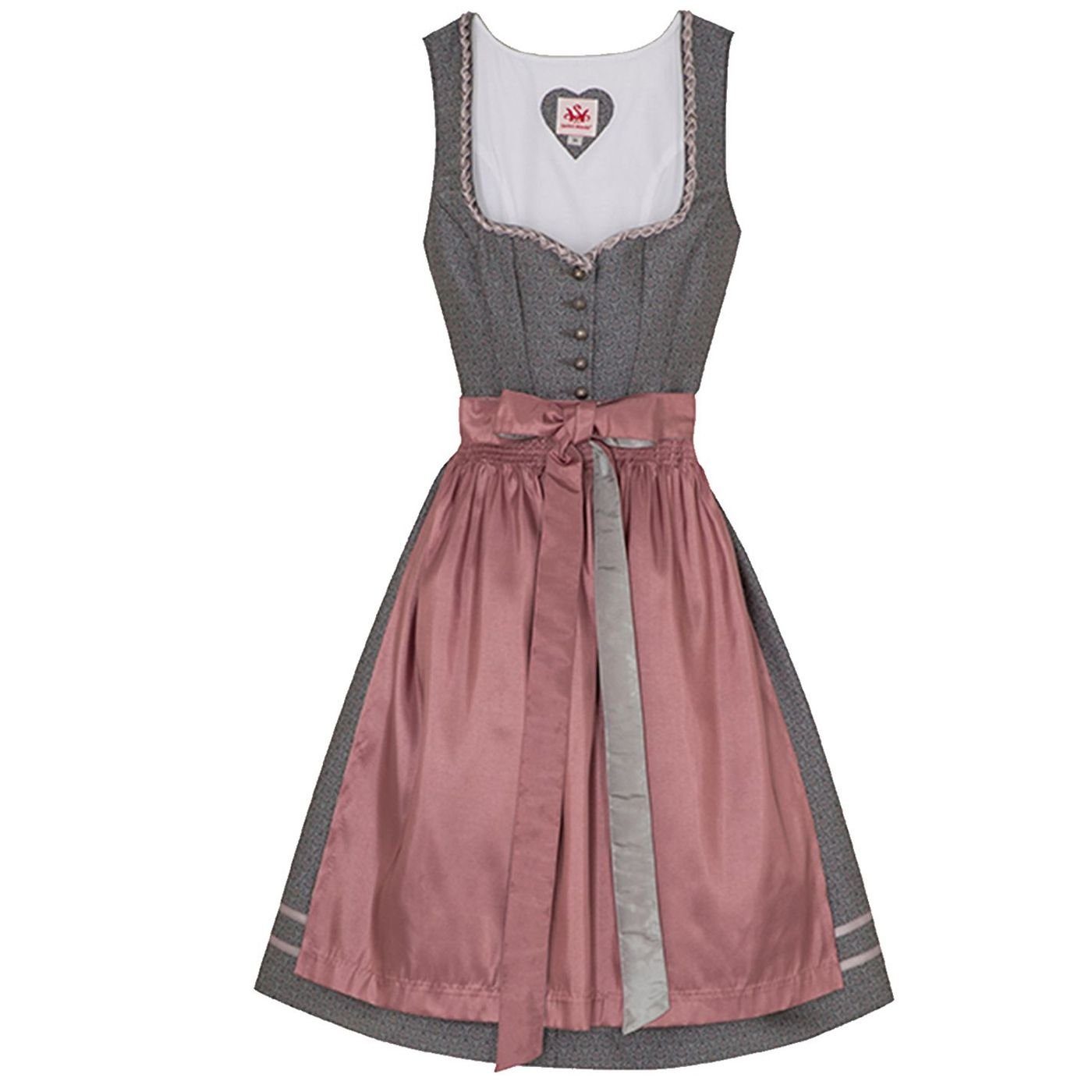 Spieth & Wensky Dirndl Trachtenkleid kurz 60cm Grau Berbing 2-teiliges Kleid Dirndl Midi-Dirndl Dirndl