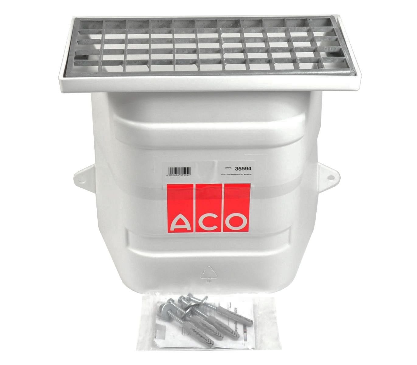 ACO Severin Ahlmann GmbH & Co. KG Lüftungsschacht 40x40cm Lüftungsschacht ohne Boden + Maschenrost 30/30, 40x20x40 cm, 3-St., begehbar, inkl. Montageset, einfacher Einbau