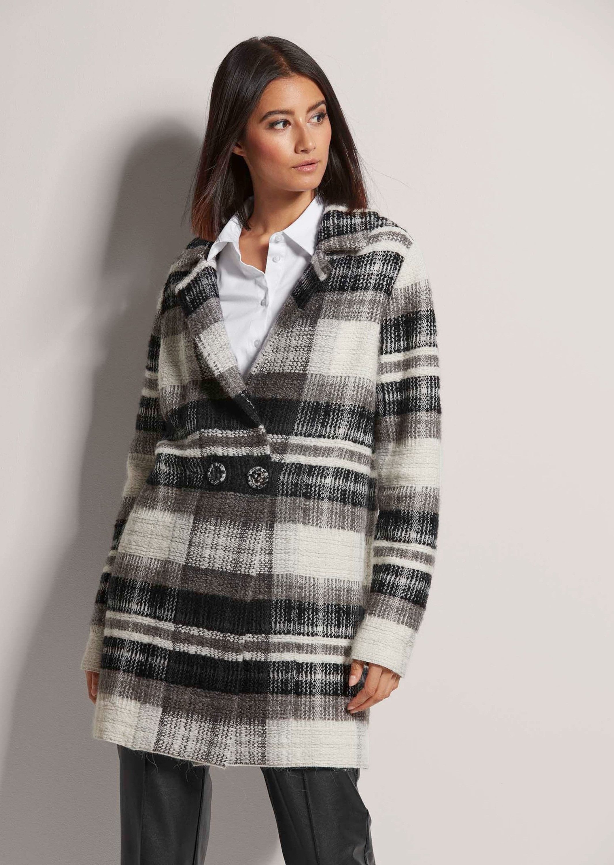 MADELEINE Strickjacke Dünner Mantel aus italienischem Garn Karo-Mantel mit günstig online kaufen