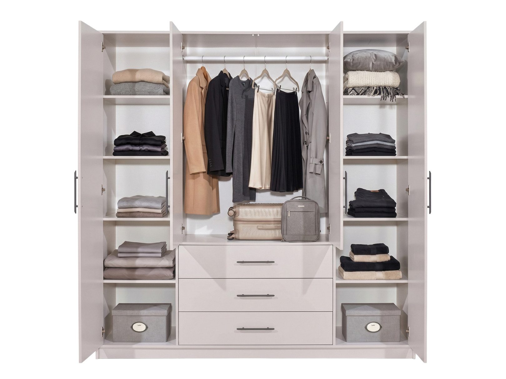 Beautysofa Kleiderschrank Kleiderschrank mit 4 türen BALI D4 Garderobenschrank mit Spiegel